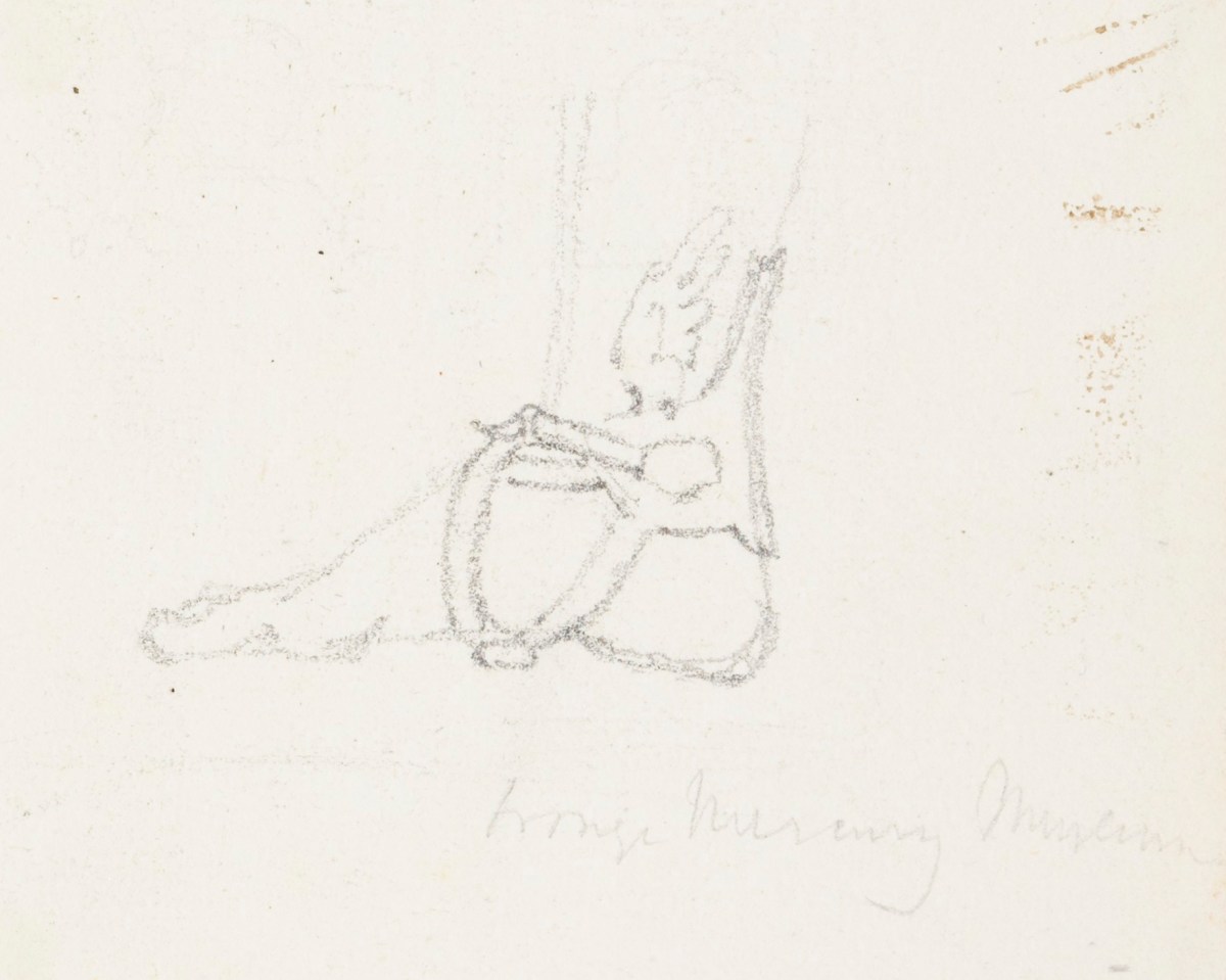 Richard Westmacott the Younger RA, Pencil sketch of the foot of a bronze sculpture of Mercury