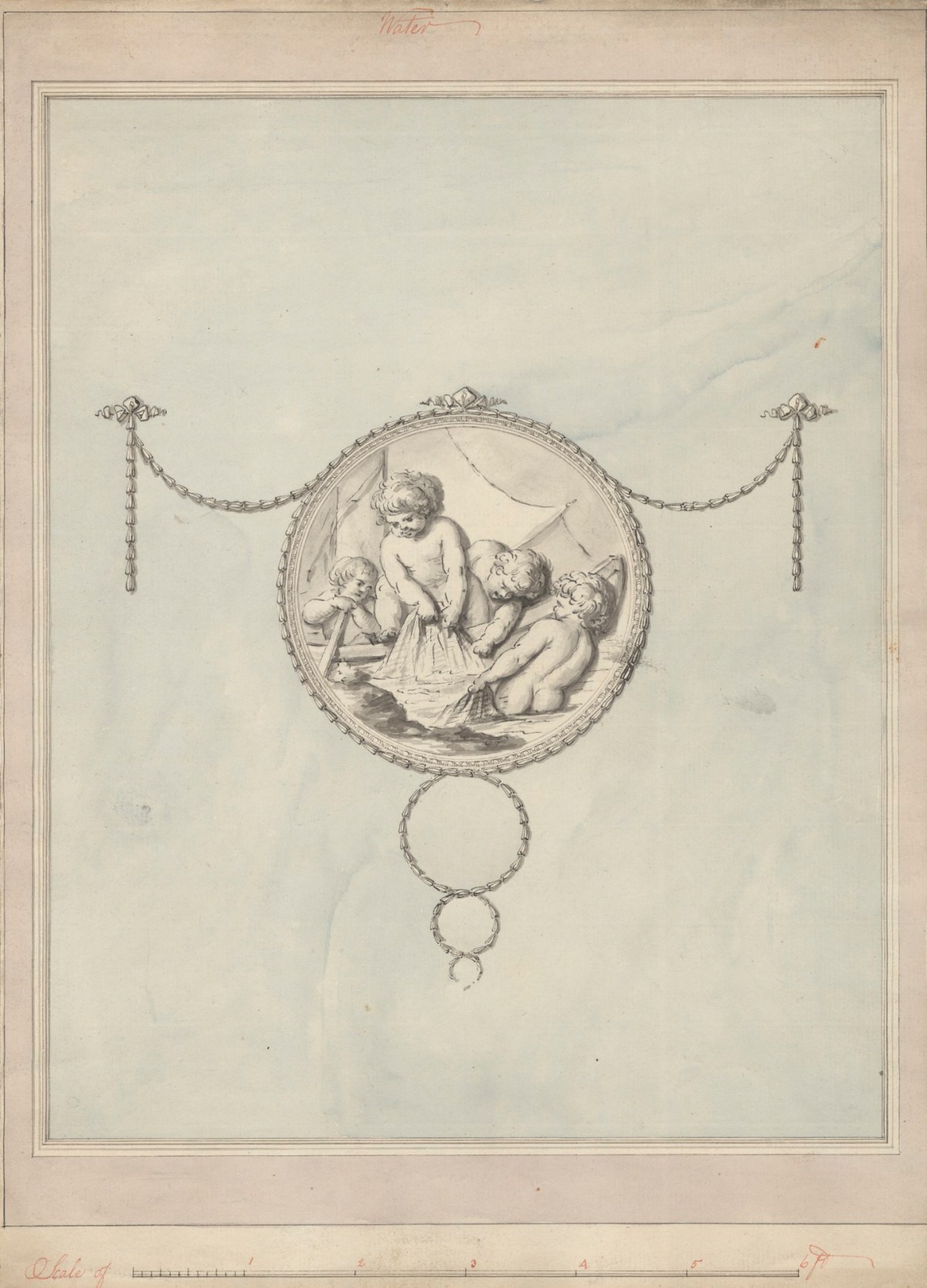 John Yenn RA, Design for a wall panel decoration entitled 'Water'