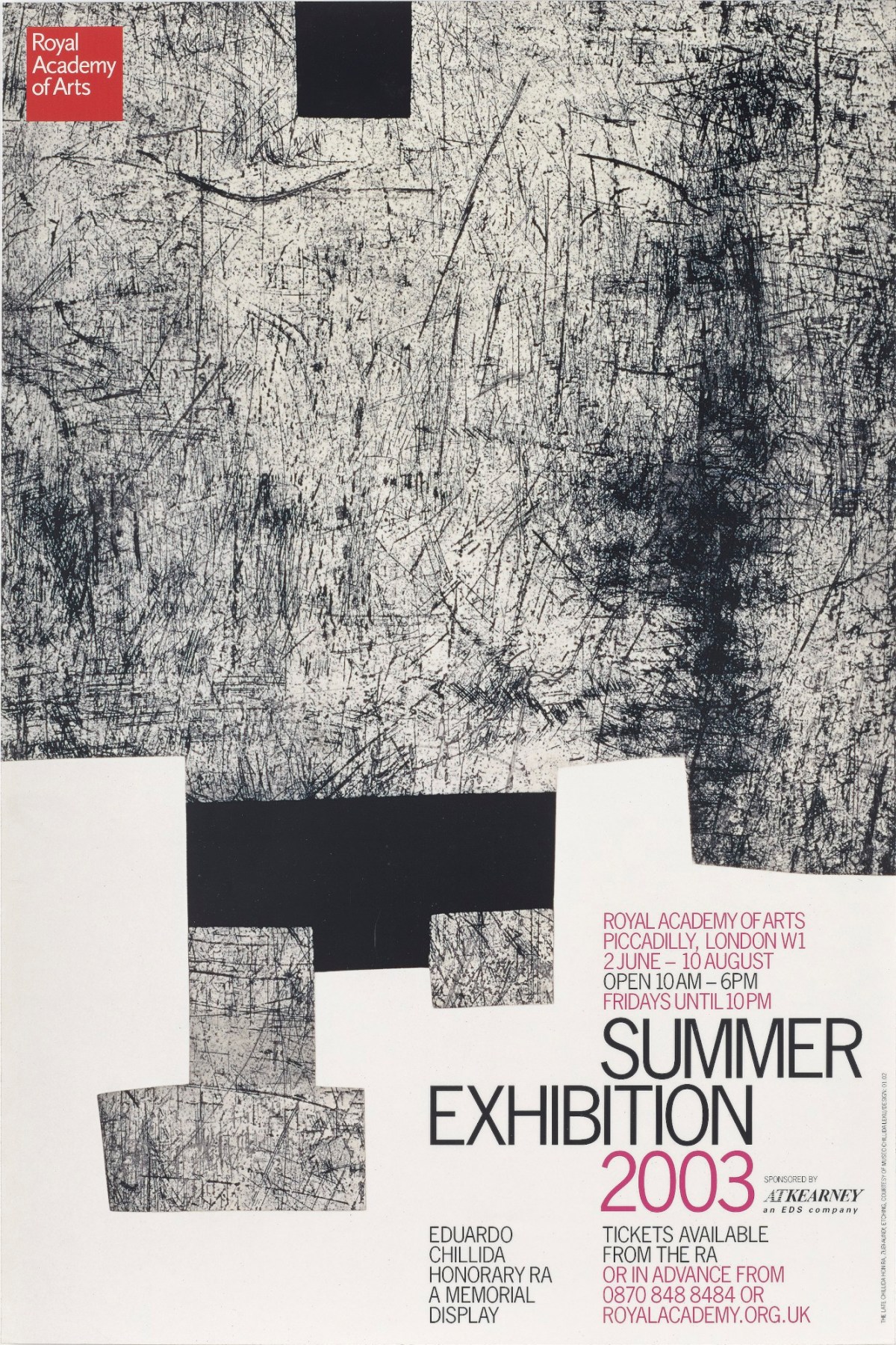 , Poster, designed by Adam Brown, 01.02, showing Zubi-Aundi, by Eduardo Chillida