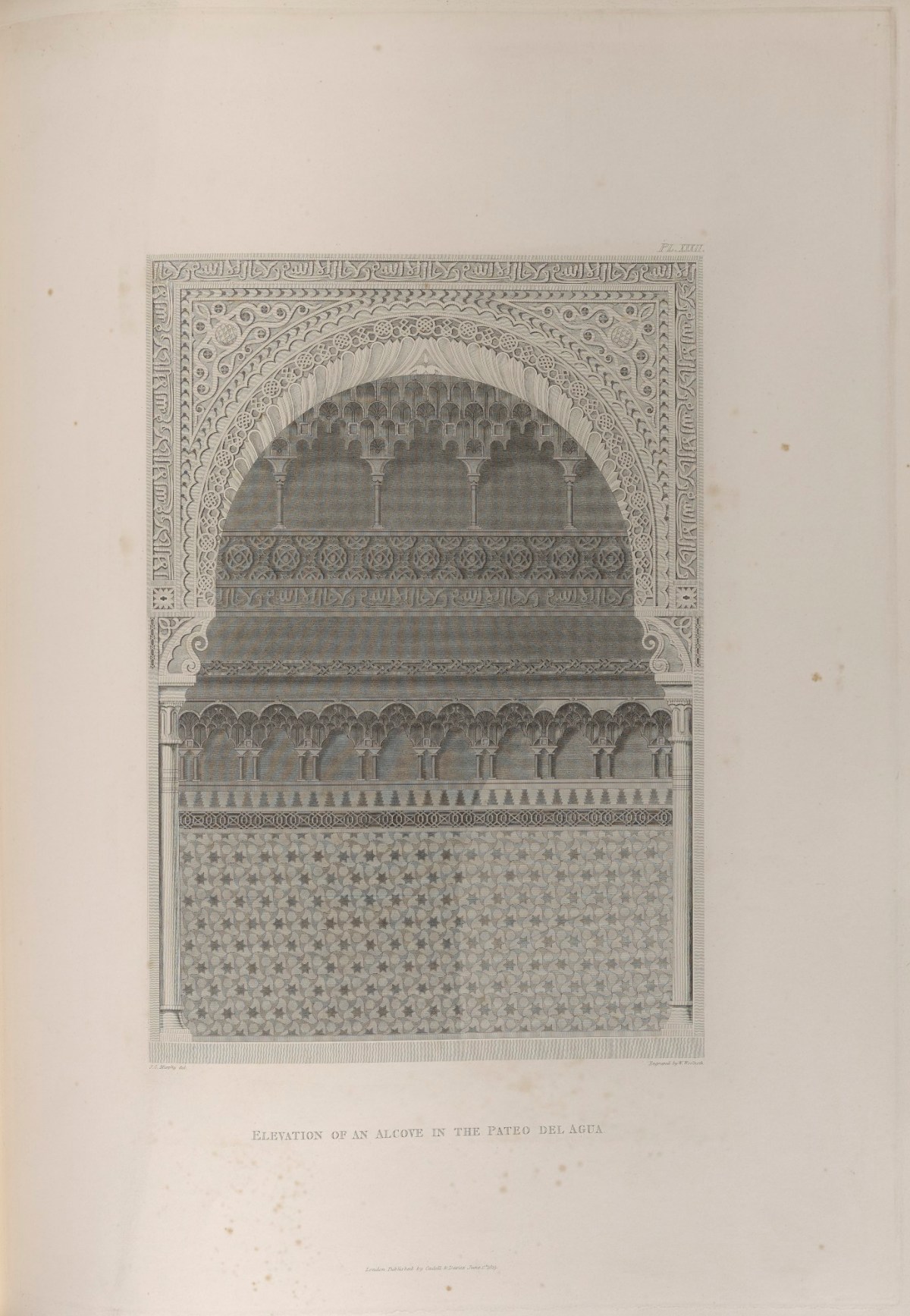 James Cavanah Murphy, Plate 32: Elevation of an Alcove in the Pateo del Agua, Alhambra palace, Granada