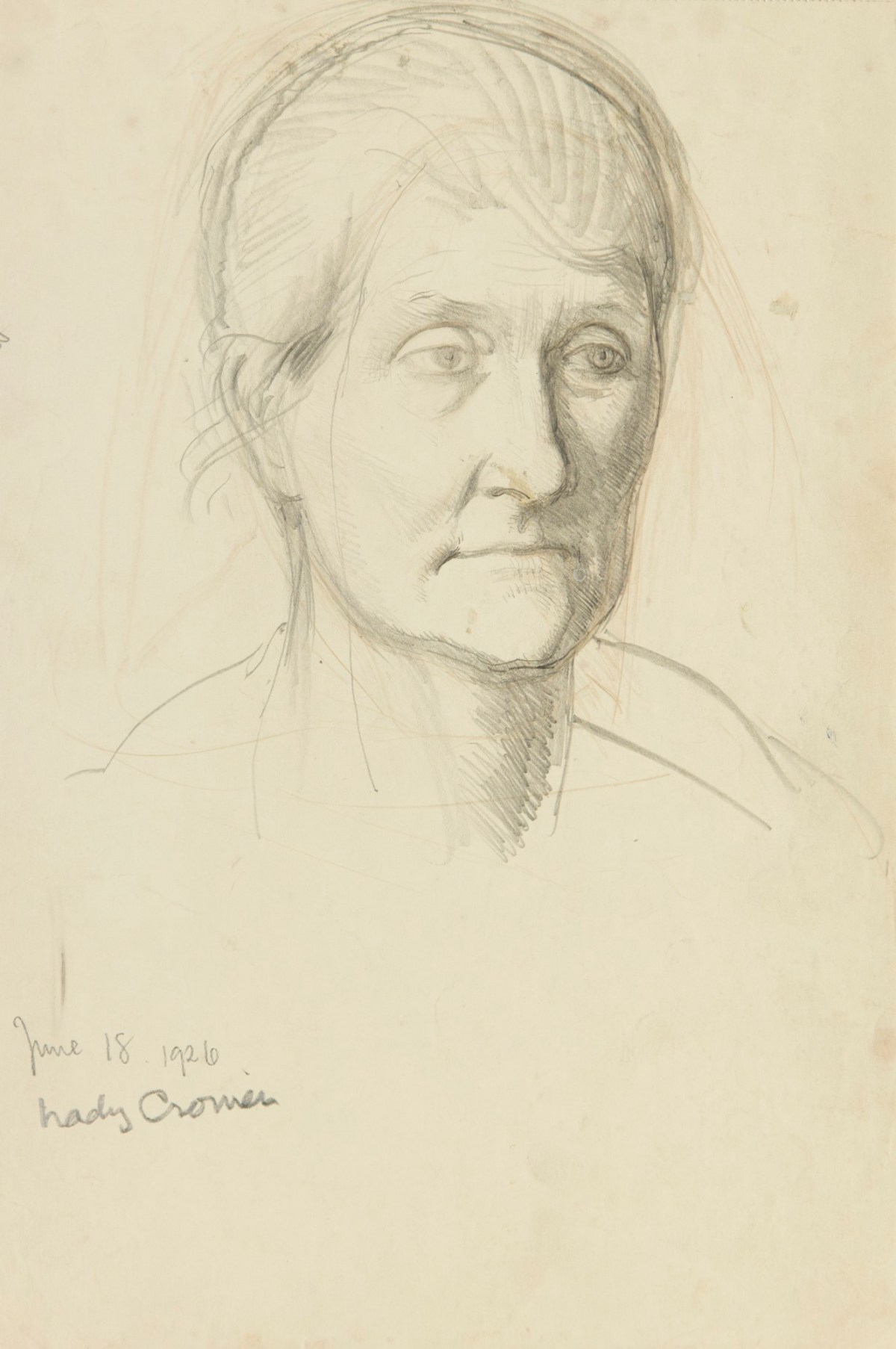 Sir George Clausen RA, Study of the head of an old lady ('Lady Cromer')
