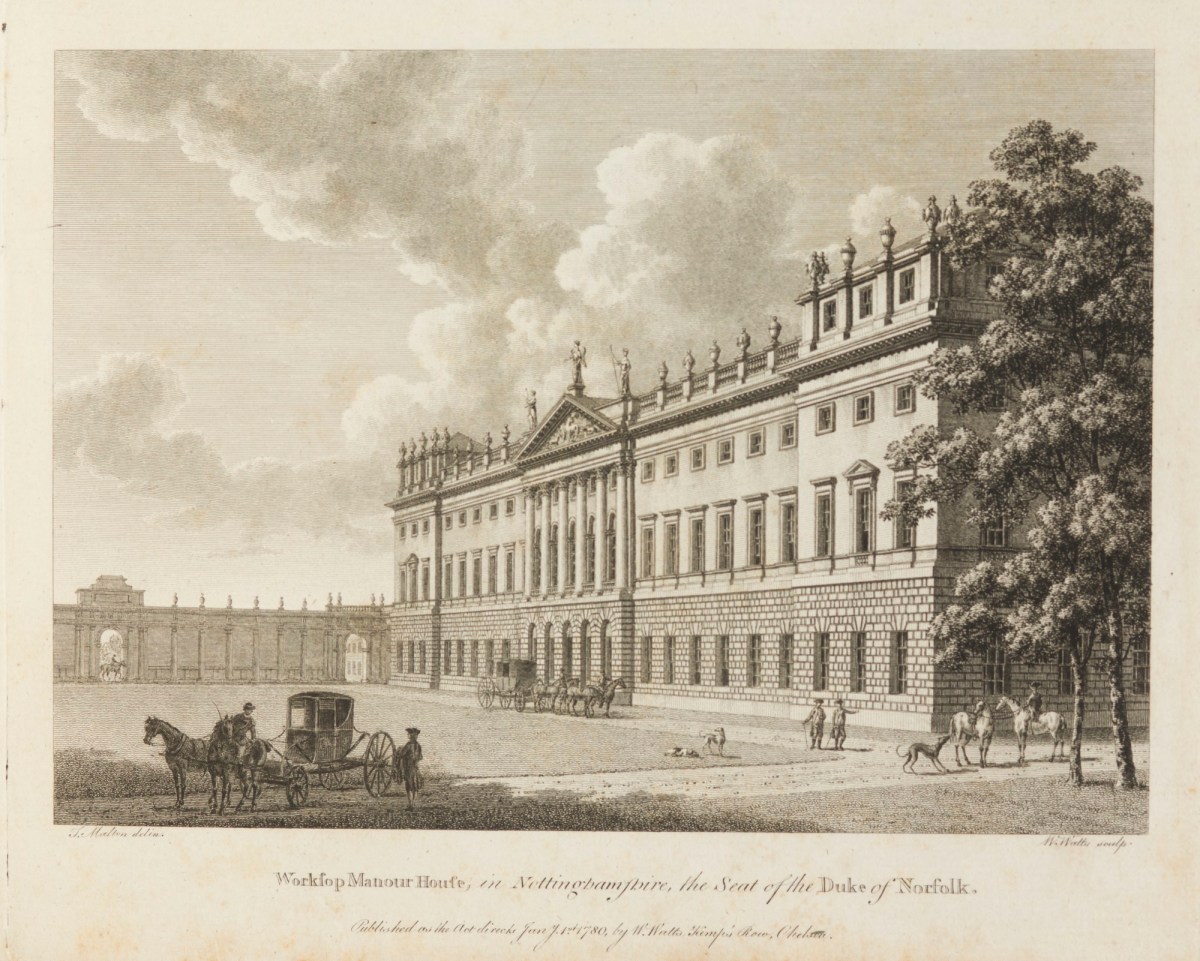 Thomas Malton the younger, Worksop Manor House, in Nottinghamshire, the seat of the Duke of Norfolk