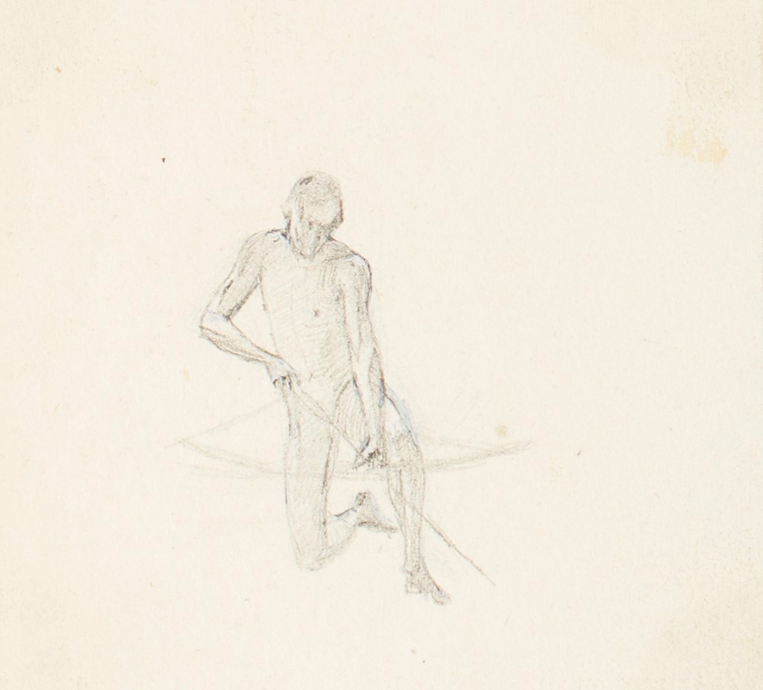 Henry Hugh Armstead RA, Study of an archer for 'The Sun and Moon Stand Still'