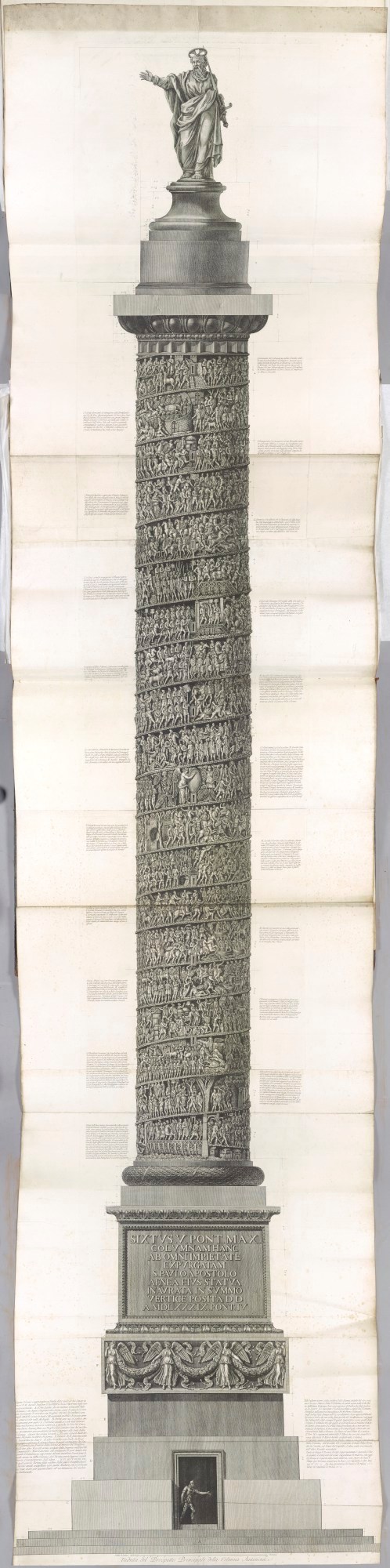 Unsigned, A large folding view of the column, showing the bas-reliefs of Marcus Aurelius's campaigns against the Germans and Sarmatians