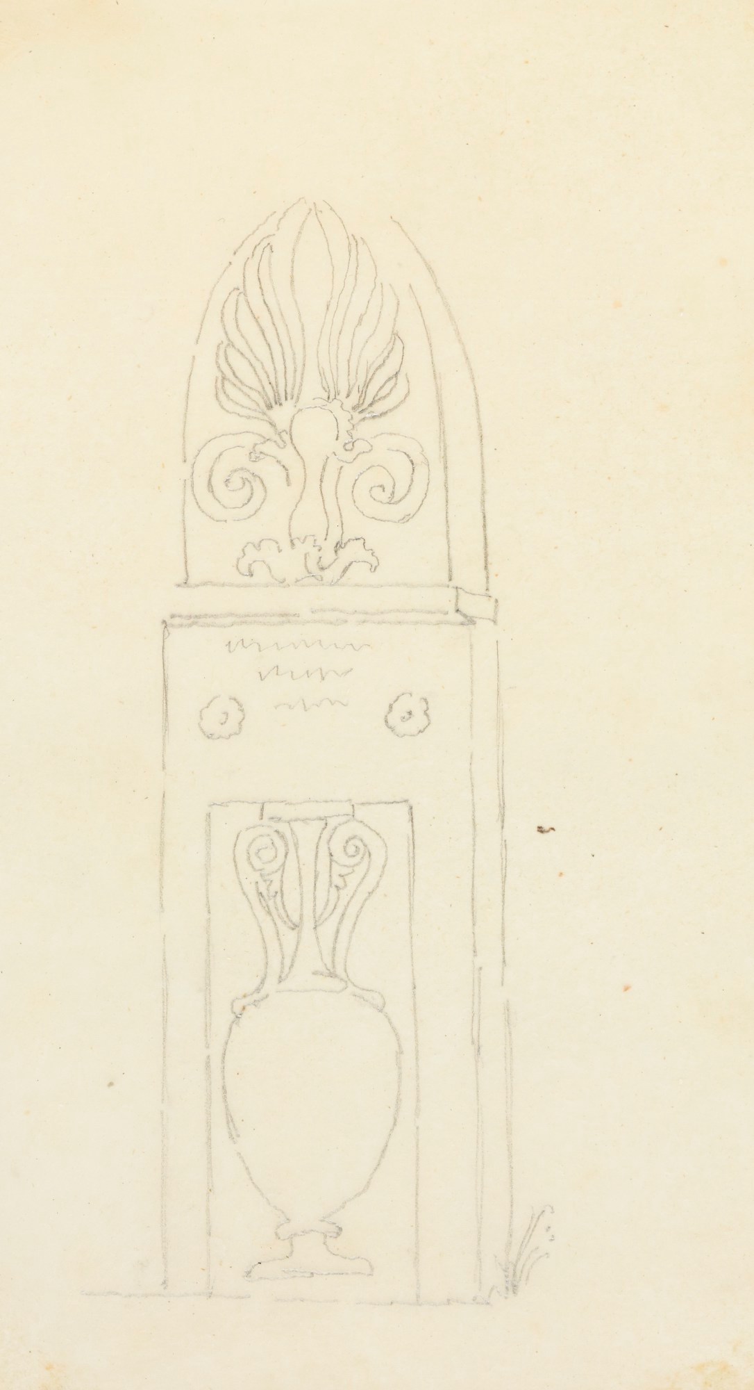 Richard Westmacott the Younger RA, Tracing of a Classical monument with vase decoration