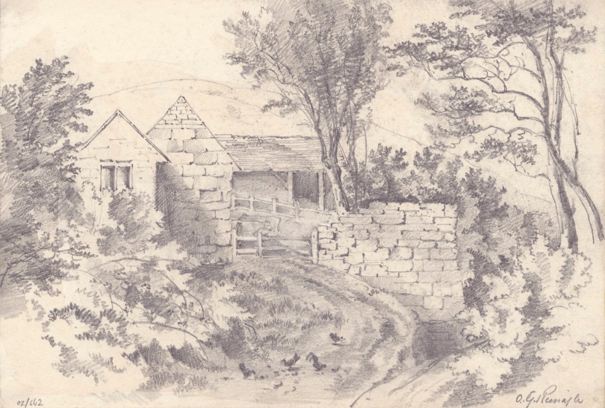 Oriana Georgiana Reinagle, Landscape with farm buildings