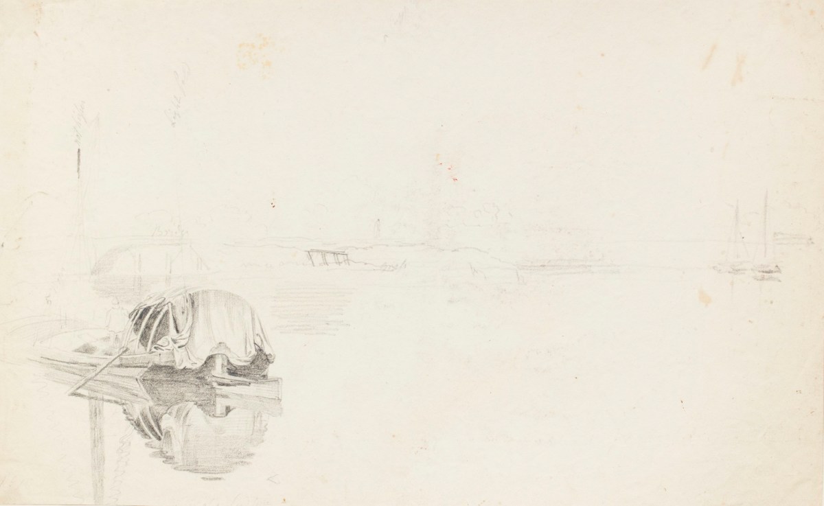 Philip Reinagle RA, Sketch of boats on a river
