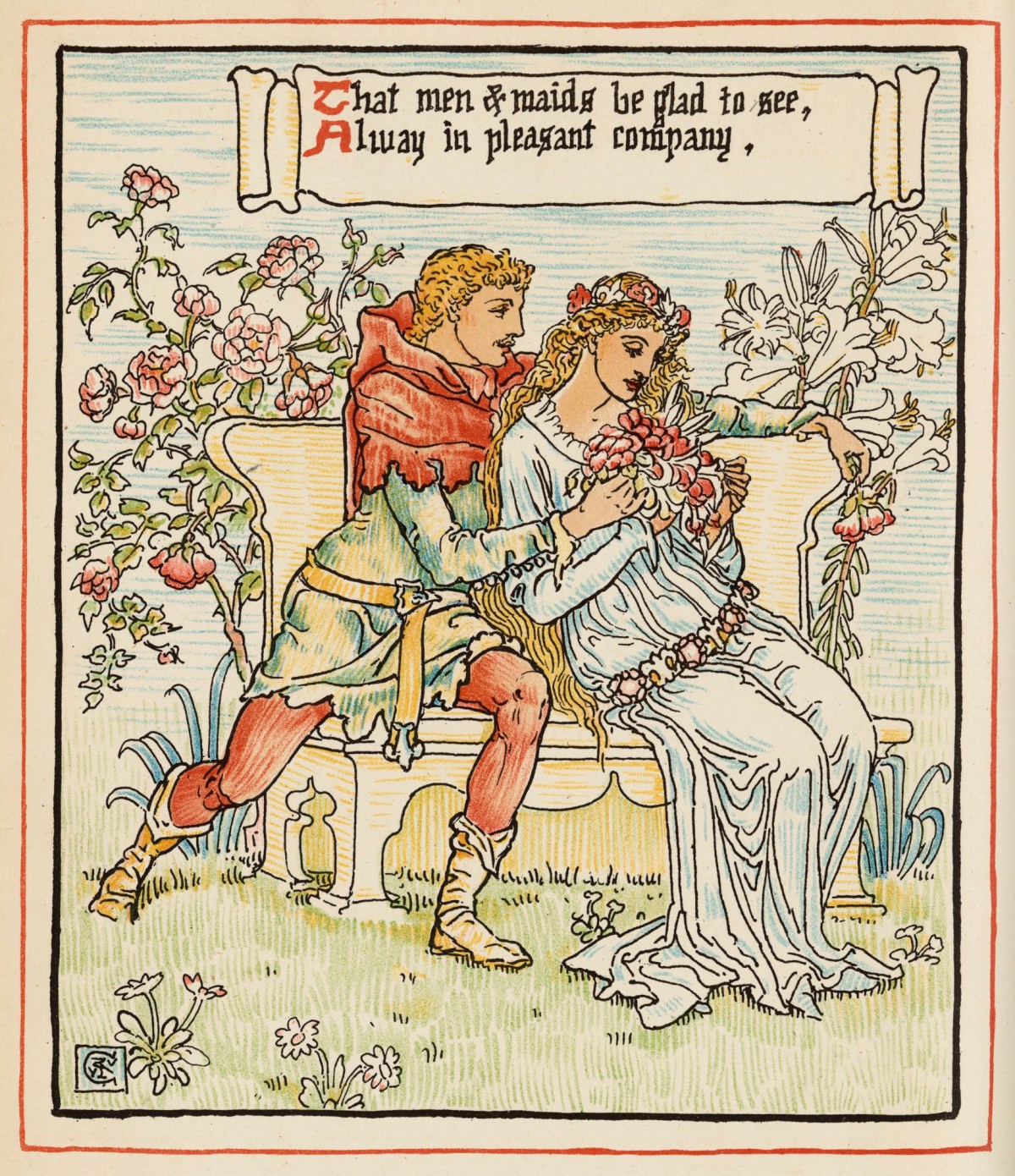 Walter Crane, 'That men & maids be glad to see ...'