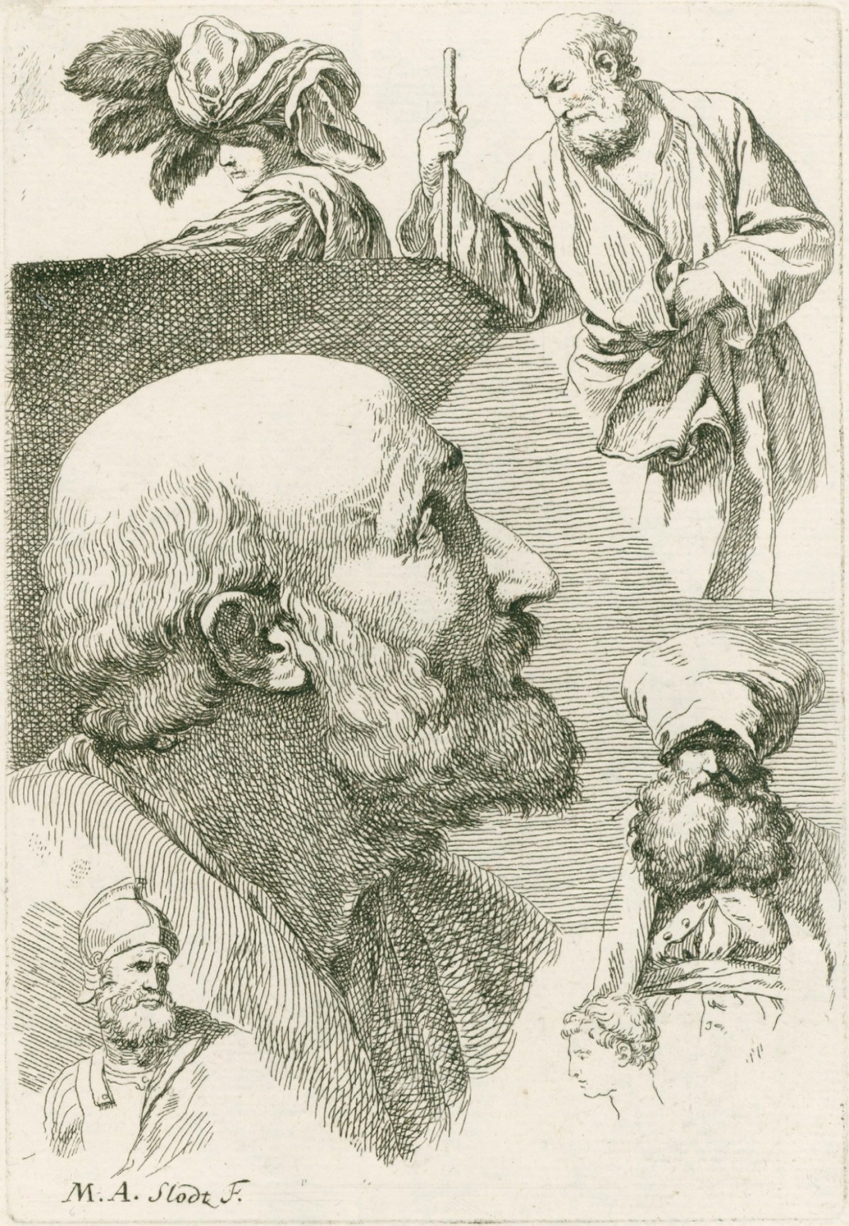 René Michel Slodtz, Studies of heads