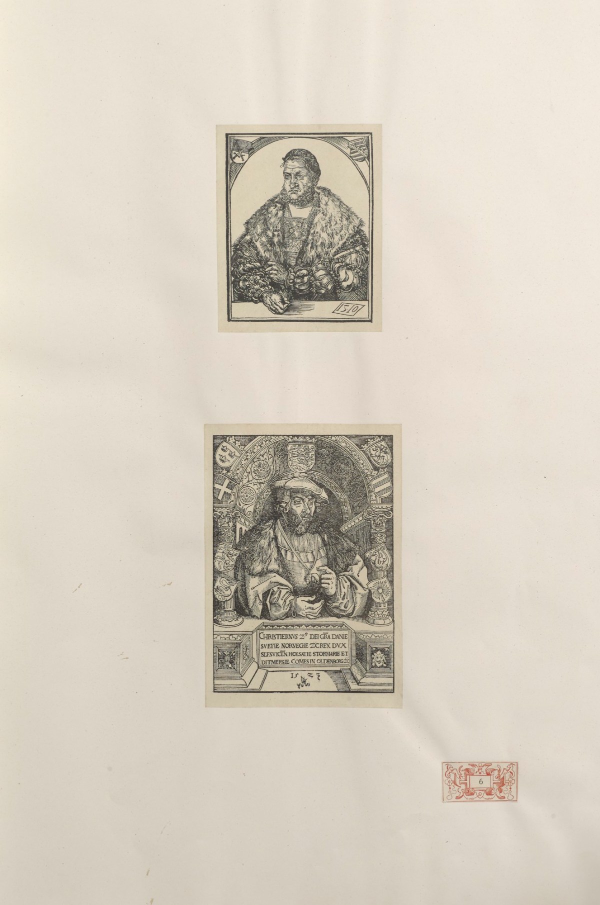 Lucas Cranach the elder, Portrait of Frederick III of Saxony (top) and Christian II, King of Denmark, Norway and Sweden (bottom).