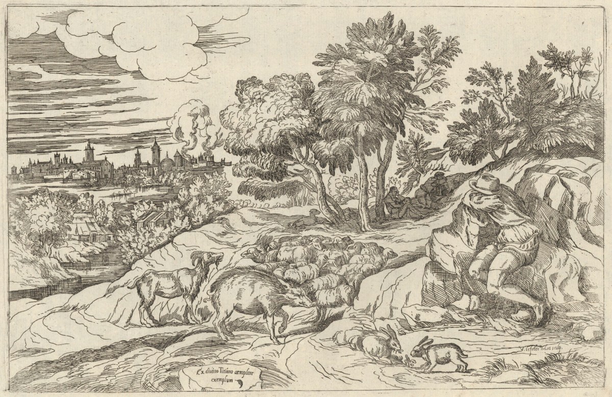Valentin Lefèvre, Landscape with sleeping shepherd and animals