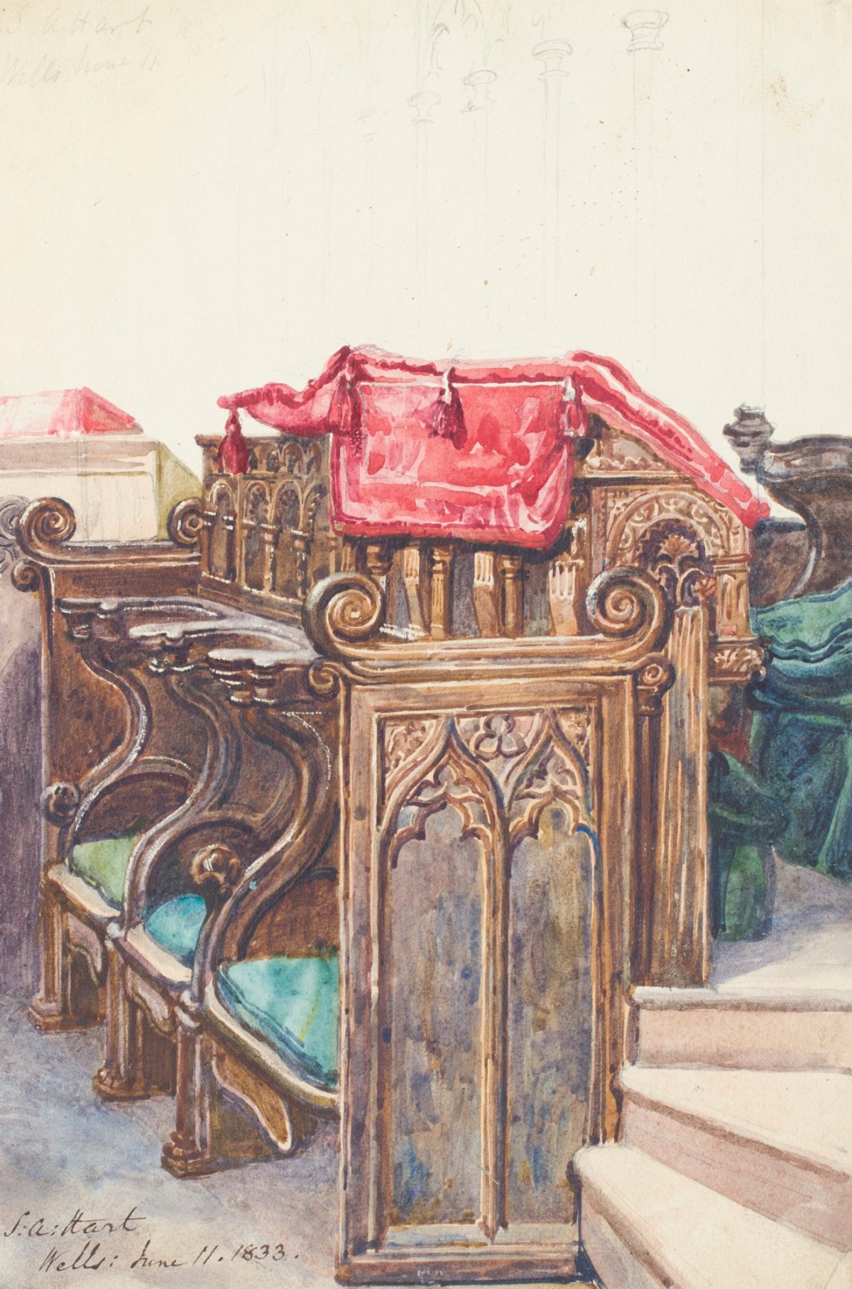 Solomon Alexander Hart RA, Carved wooden choir stalls at Wells