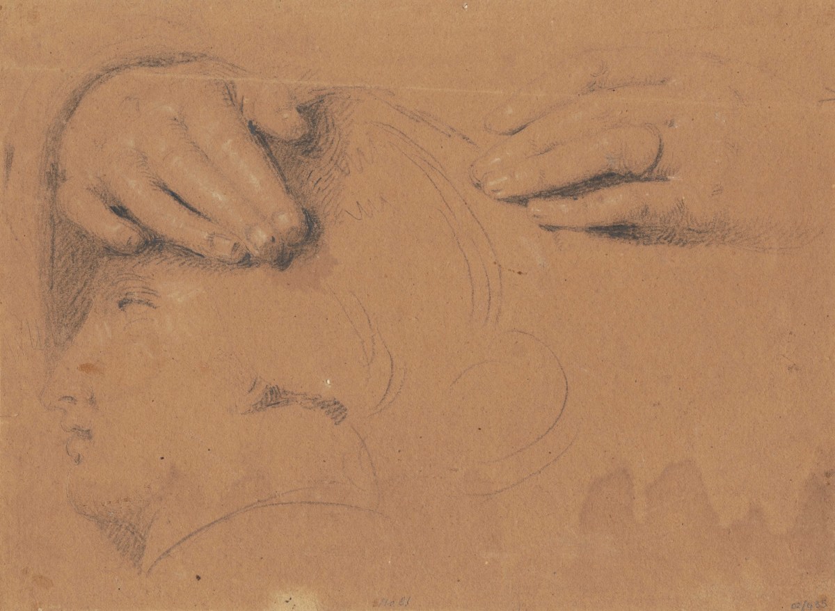 Benjamin Robert Haydon, Mary Haydon's hands resting on the head of a classical bust