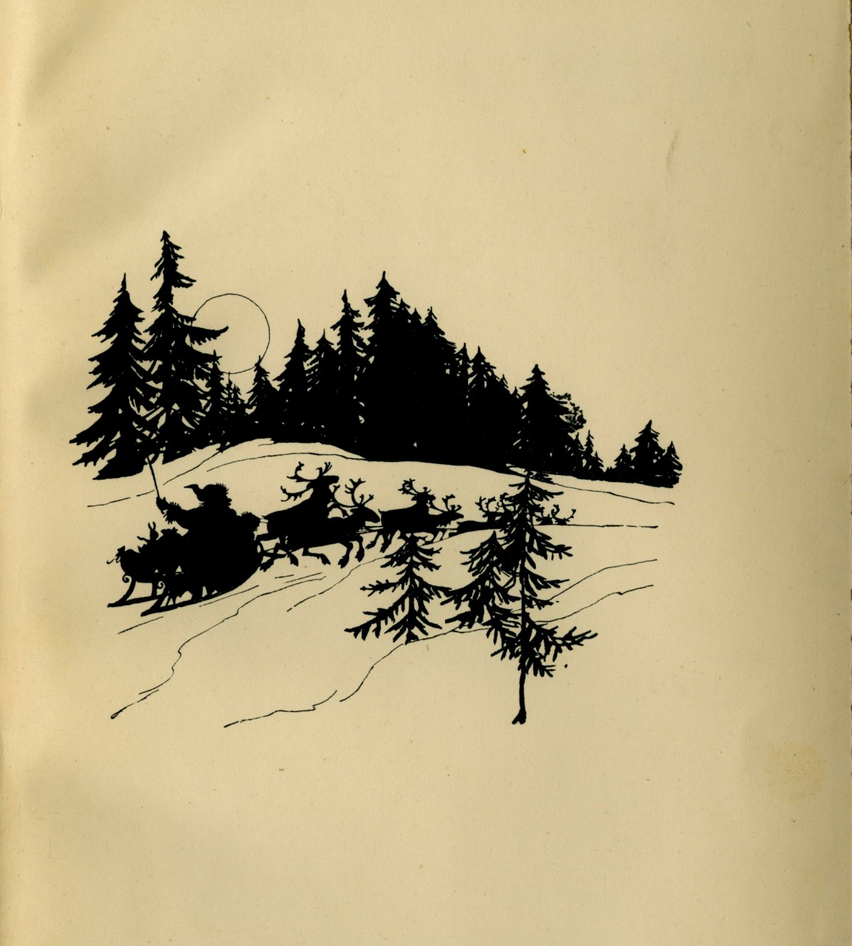 Arthur Rackham, Santa and Sleigh.