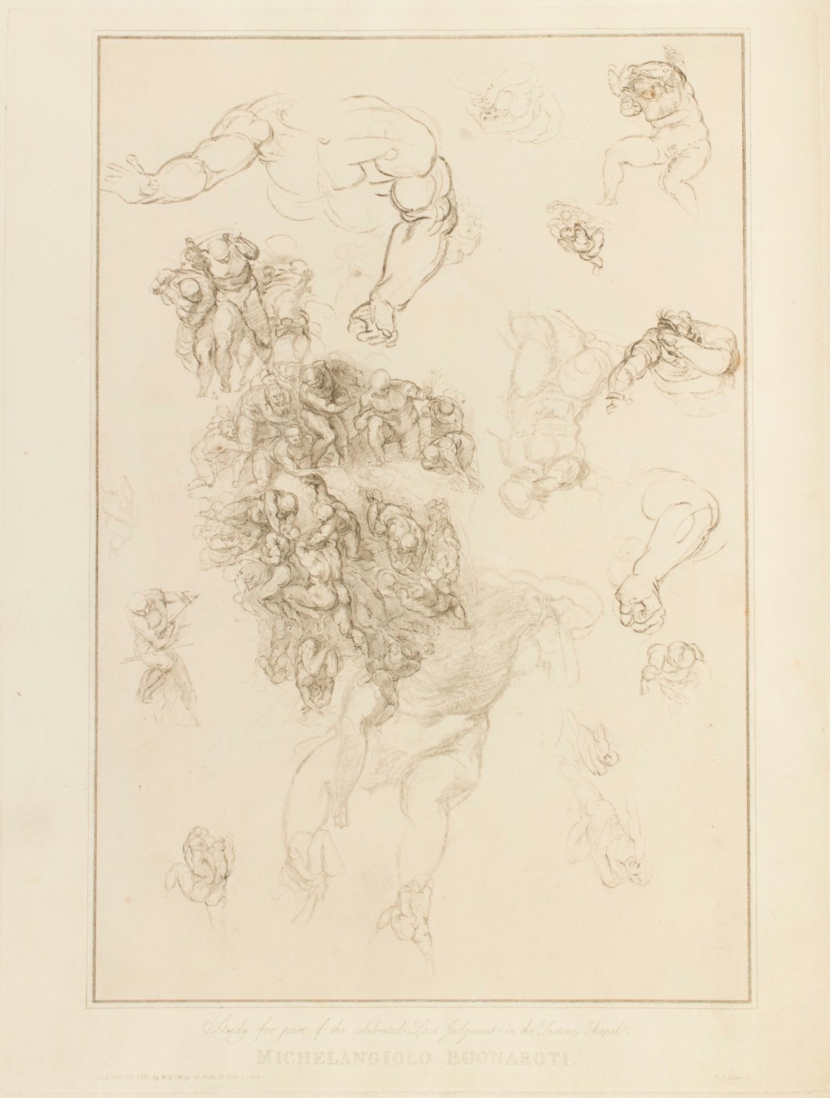 Frederick Christian Lewis Snr., 'Design for part of the last Jugment' after a drawing attributed to Michelangelo Buonarroti