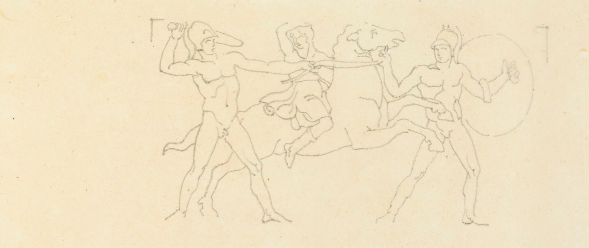 Richard Westmacott the Younger RA, Tracing after drawings based on the frieze at the Temple of Artemis Leucophryne (or Leucophrys), Magnesia
