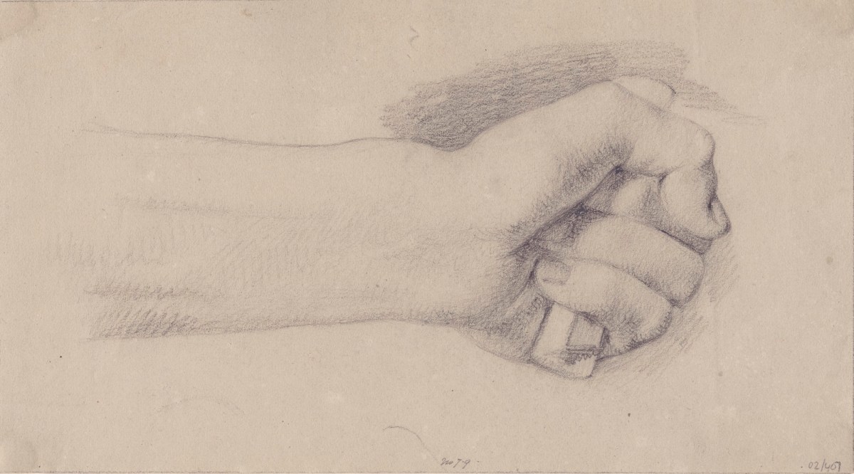 Benjamin Robert Haydon, A hand holding a scroll or baton - probably drawn from a cast