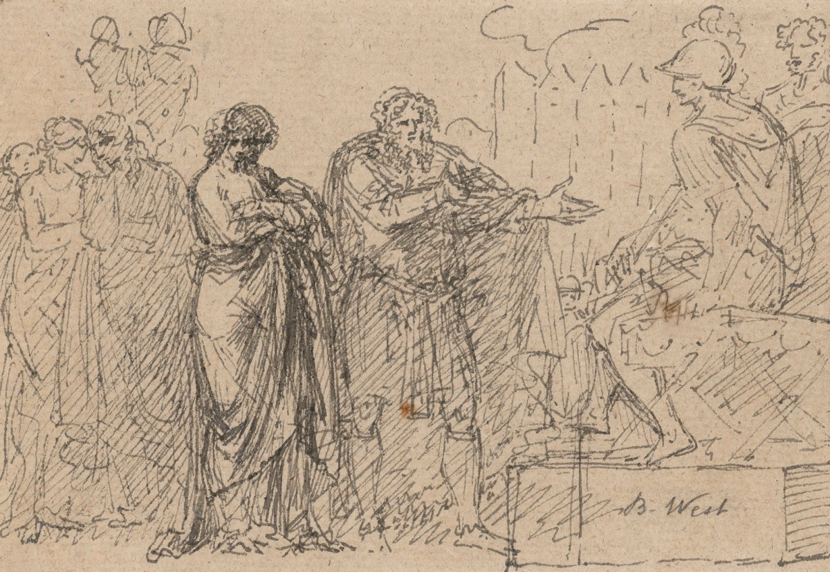 Benjamin West PRA, Compositional study for 'Segestes and his daughter before Germanicus