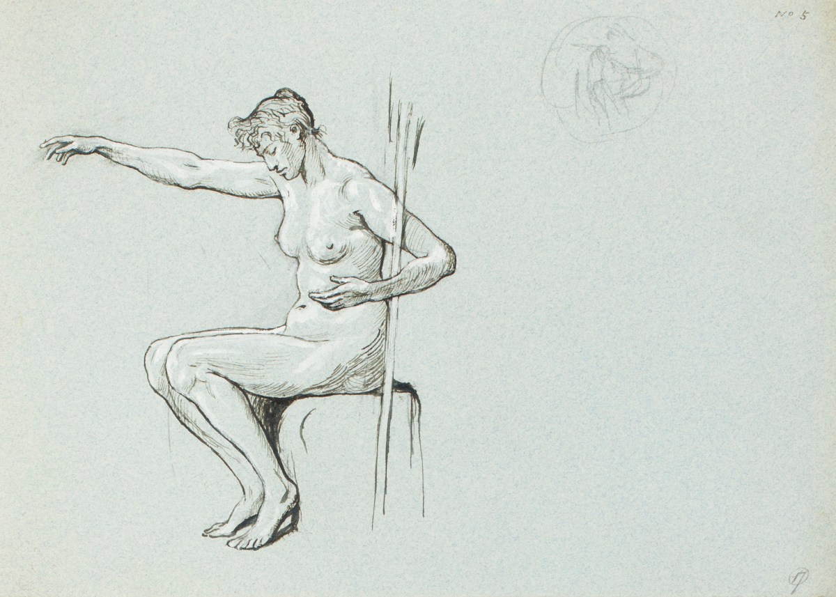 Henry Hugh Armstead RA, Study of a seated female nude for a "Coinage competition"