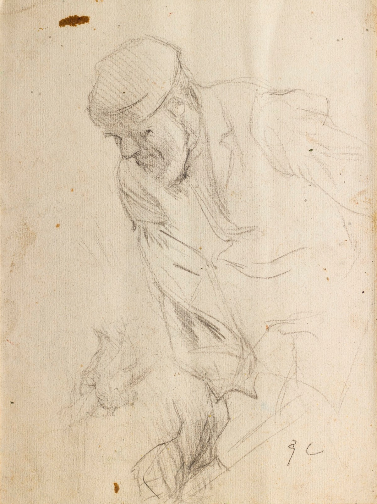 Sir George Clausen RA, Study of an old man, relating to a hoeing subject