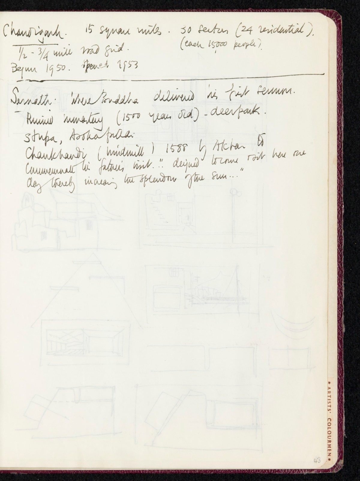 Sir Hugh Casson PRA, Sketchbook with designs and notes
