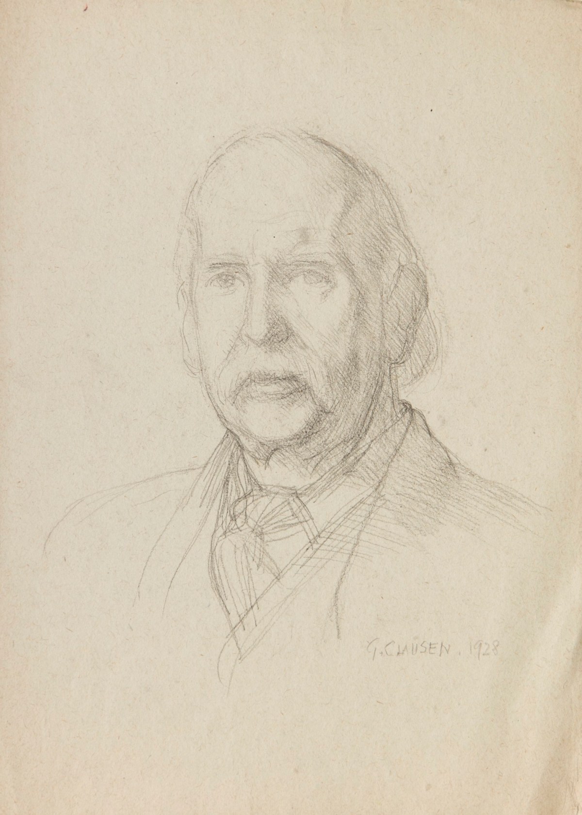 Sir George Clausen RA, Study of the head and shoulders of a man with a moustache (Professor H.F. Newall)
