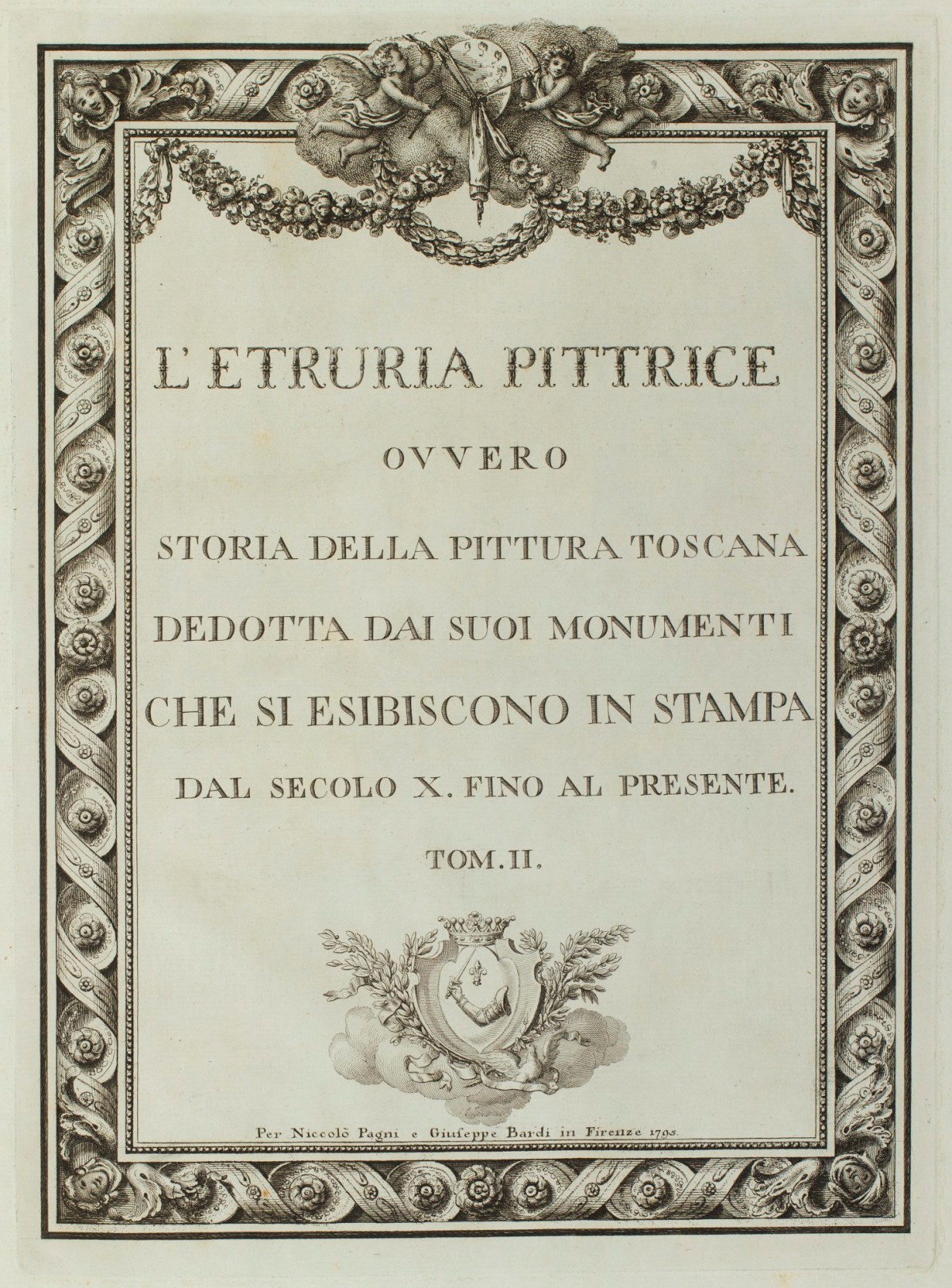 Niccolò Pagni and Giuseppe Bardi, Title-plate of the second volume of L'Etruria Pittrice
