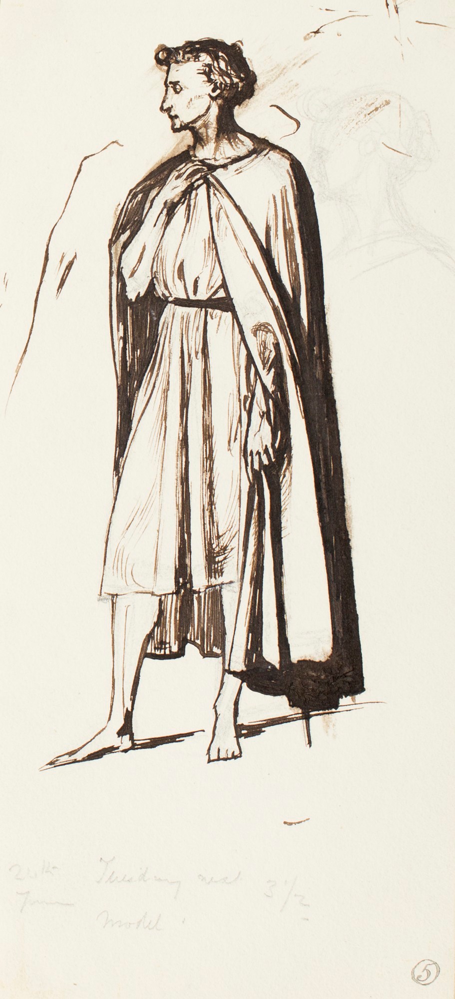 Henry Hugh Armstead RA, A standing male figure for the 'History of the Shirleys' reliefs