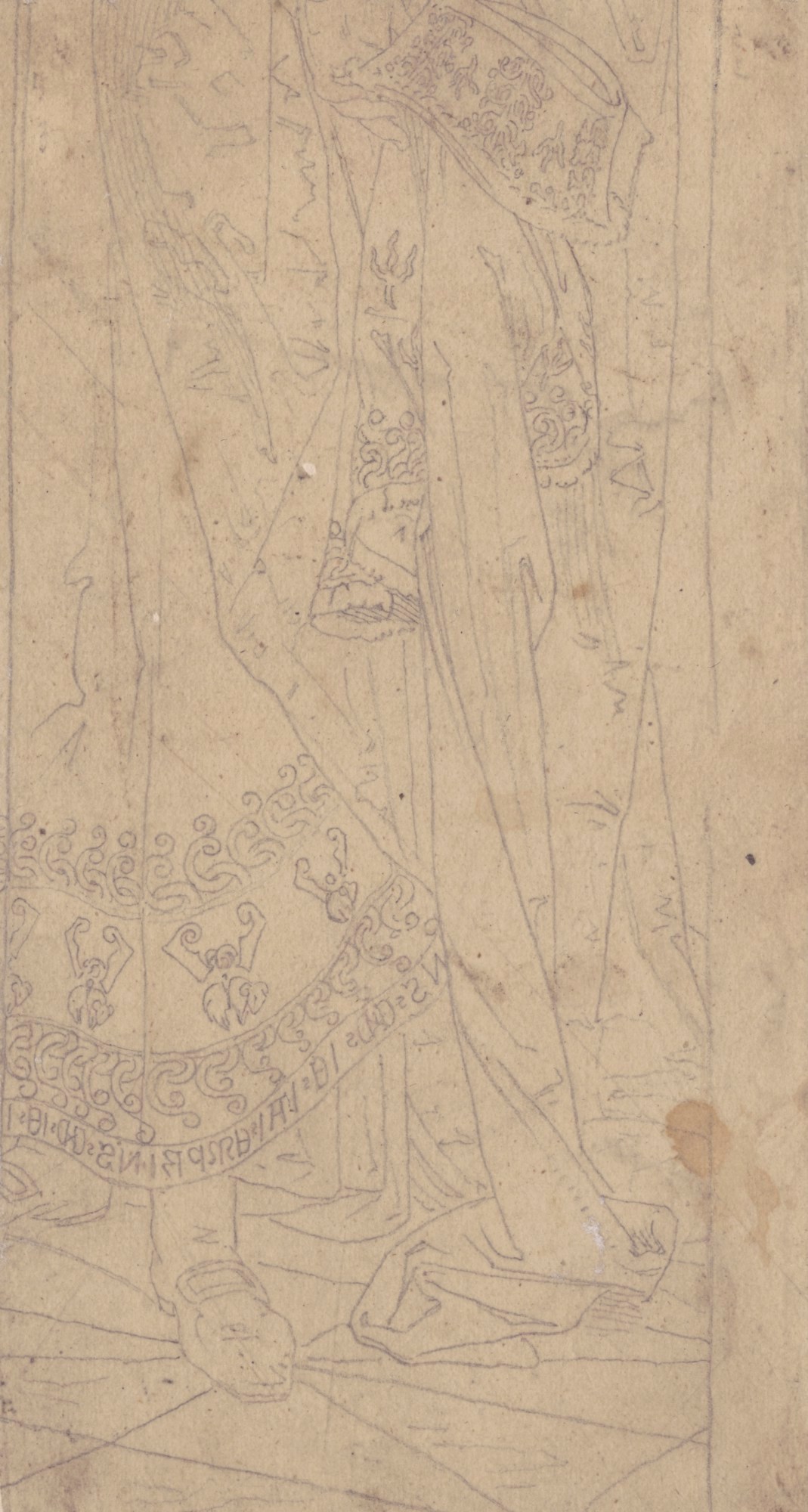 Lord Leighton PRA, Tracing of decorative drapery for an unidentified composition