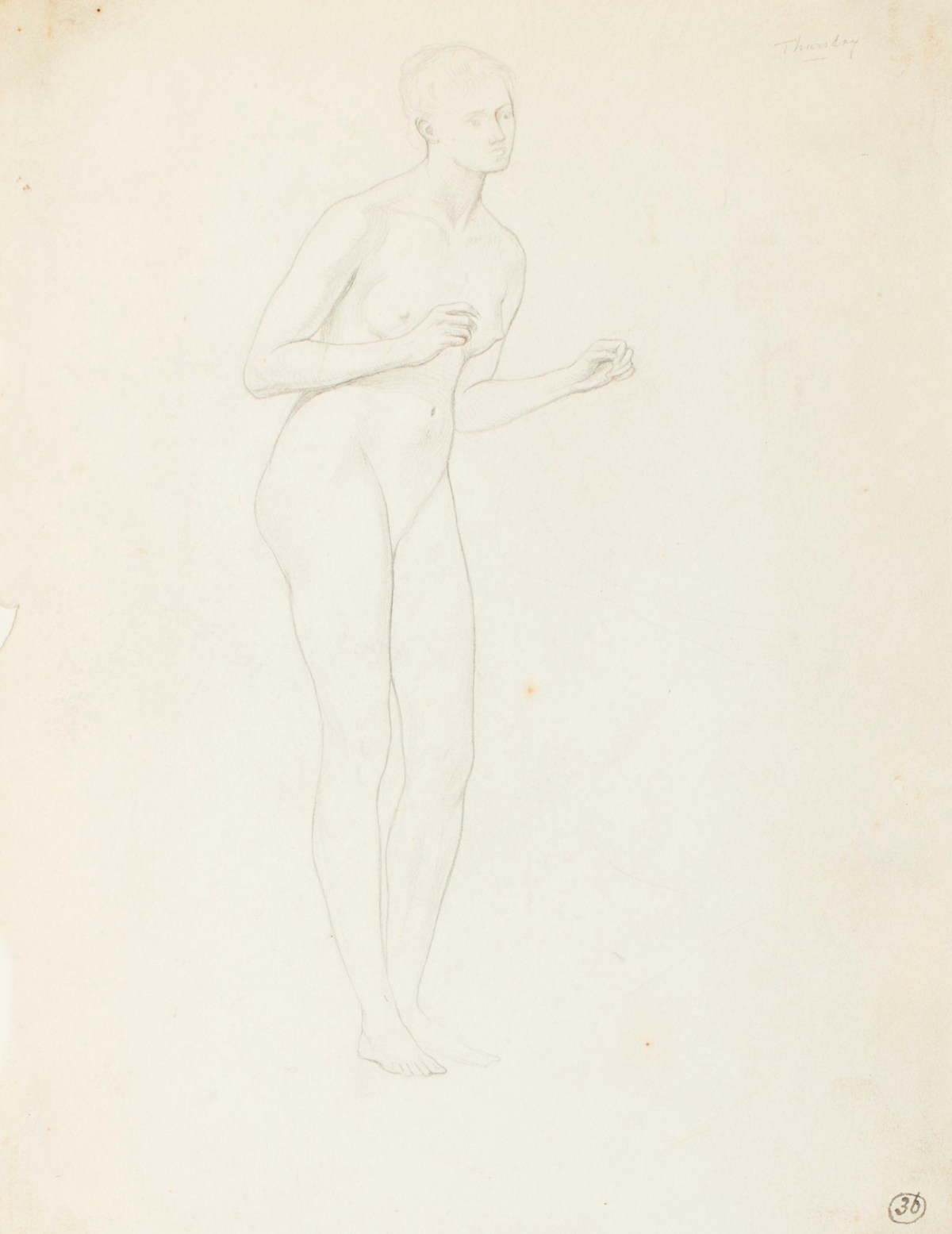 Henry Hugh Armstead RA, Study of a female nude for 'The Ever Reigning Queen'