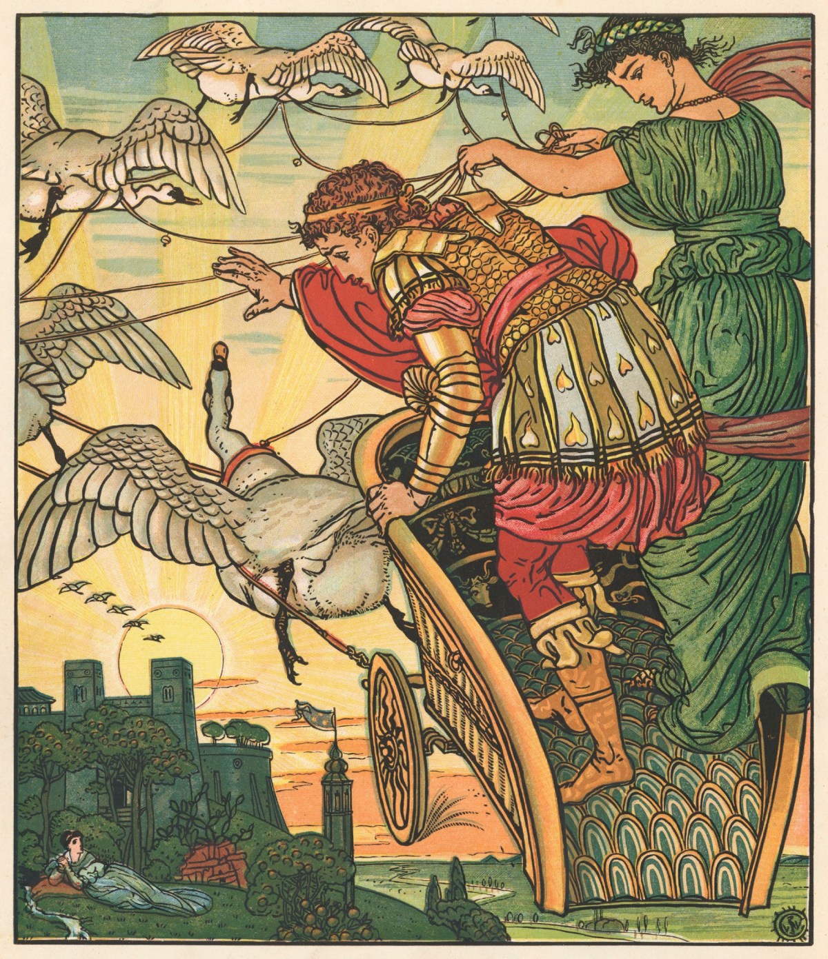 Walter Crane, The Fairy of the Desert carries off the King of the Gold Mines