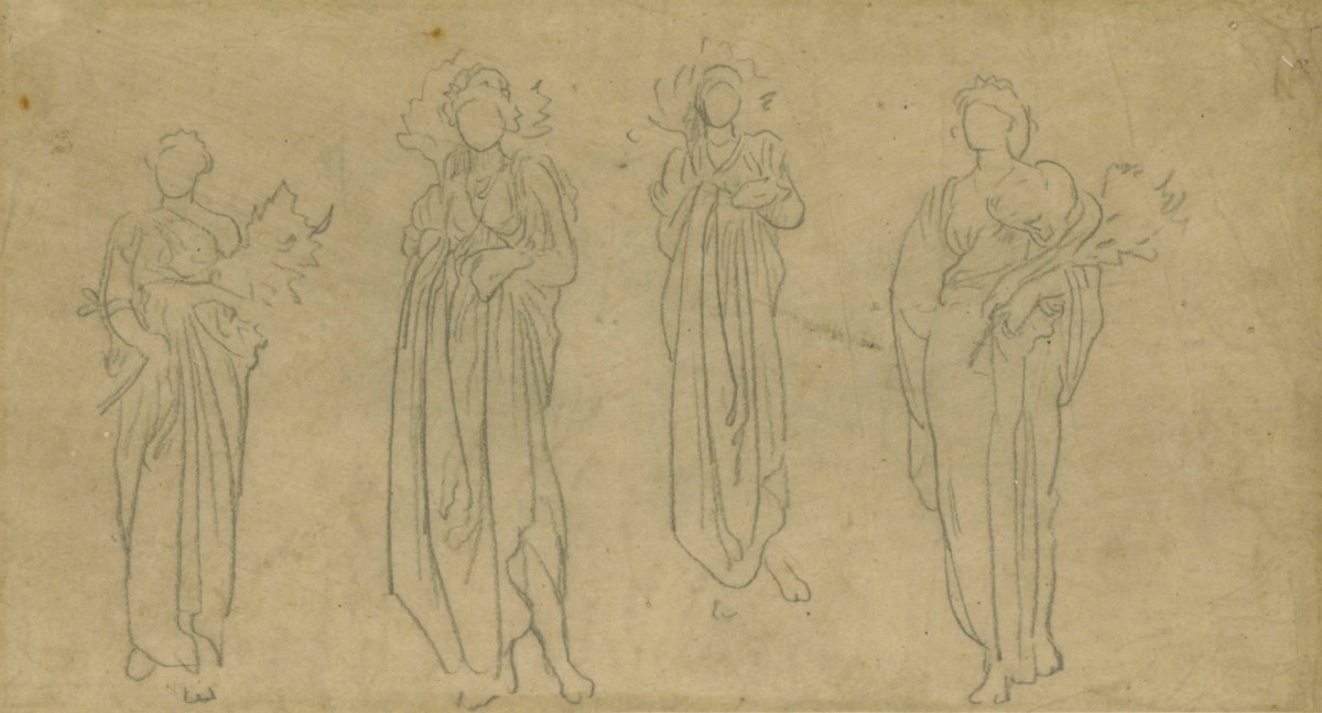 Lord Leighton PRA, Tracings of a figure for 'The Daphnephoria'