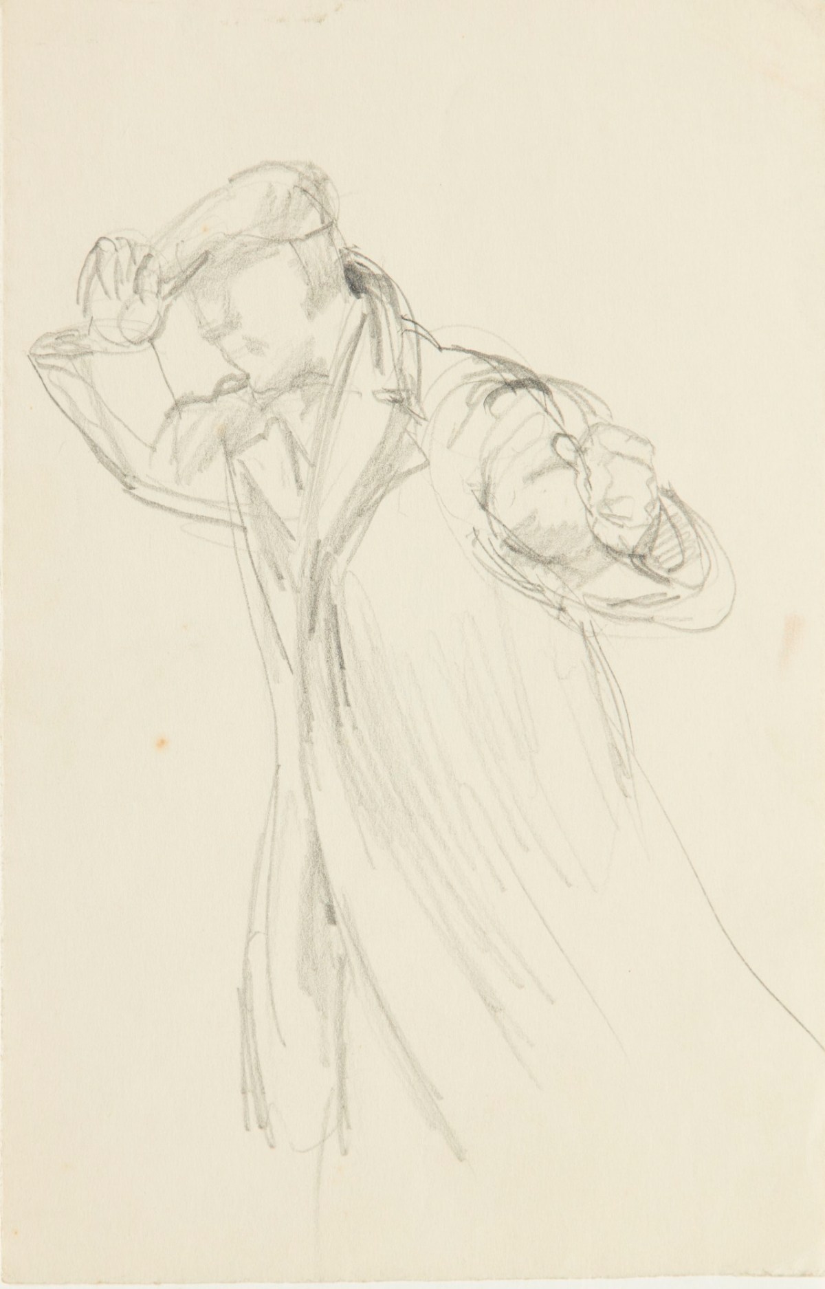 Man with arms raised (repeated verso) (study for Commotion in the ...