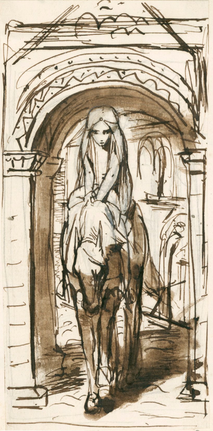 Henry Hugh Armstead RA, Compositional study for an illustration to Tennyson's Godiva