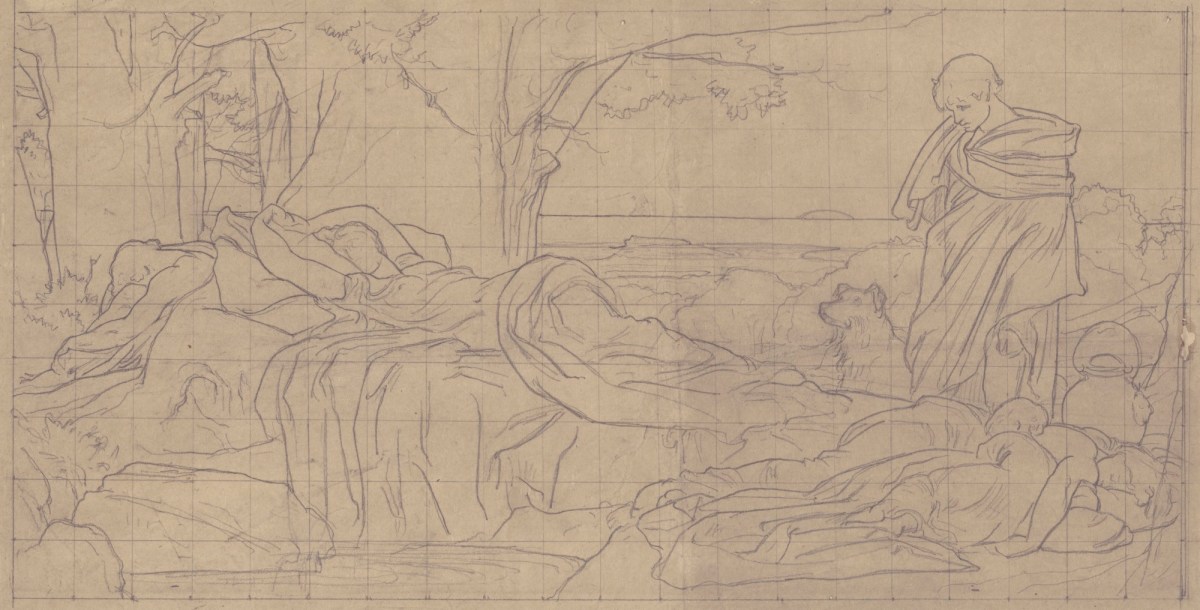 Lord Leighton PRA, Squared up tracing for 'Cymon and Iphigenia'