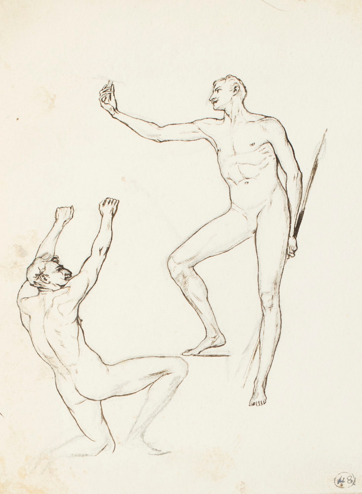 Henry Hugh Armstead RA, Two studies of male nudes for the "Milton Fountain"