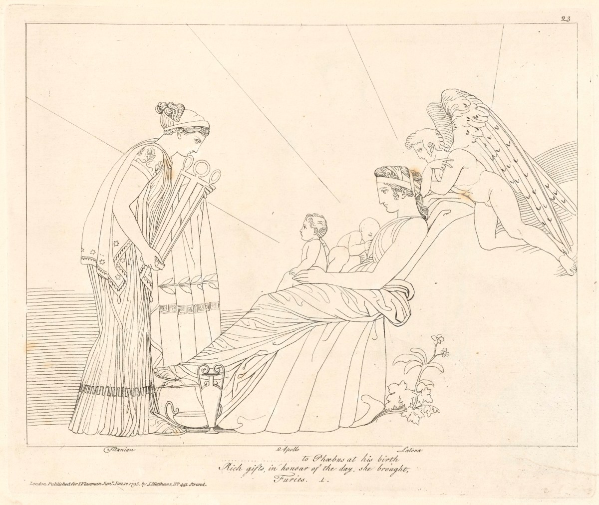 John Flaxman RA, Phoebe Bringing Gifts at the Birth of Phoebus (from The Eumenides)