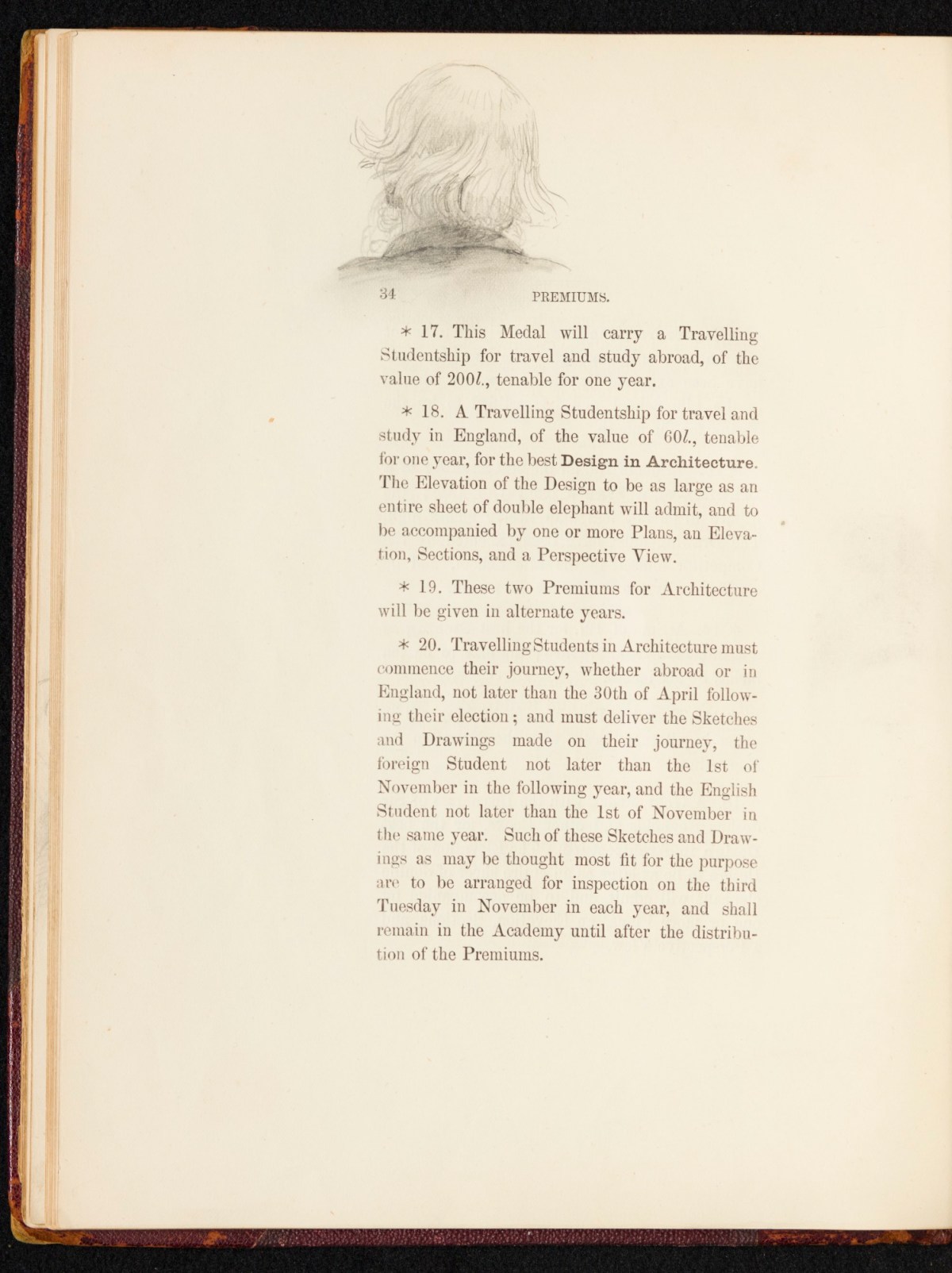 Sir Lawrence Alma-Tadema RA, A copy of the RA Laws as relating to the Schools, annotated and with sketches by Alma-Tadema