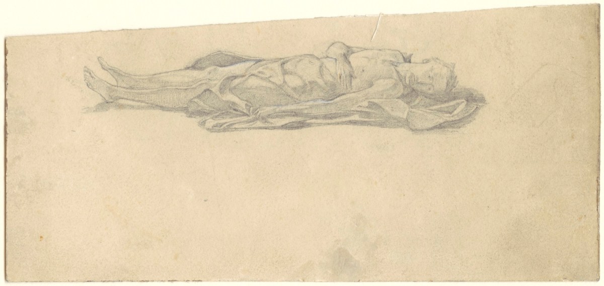 Henry Hugh Armstead RA, Study of a recumbent male figure for 'The Sun and Moon Stand Still'