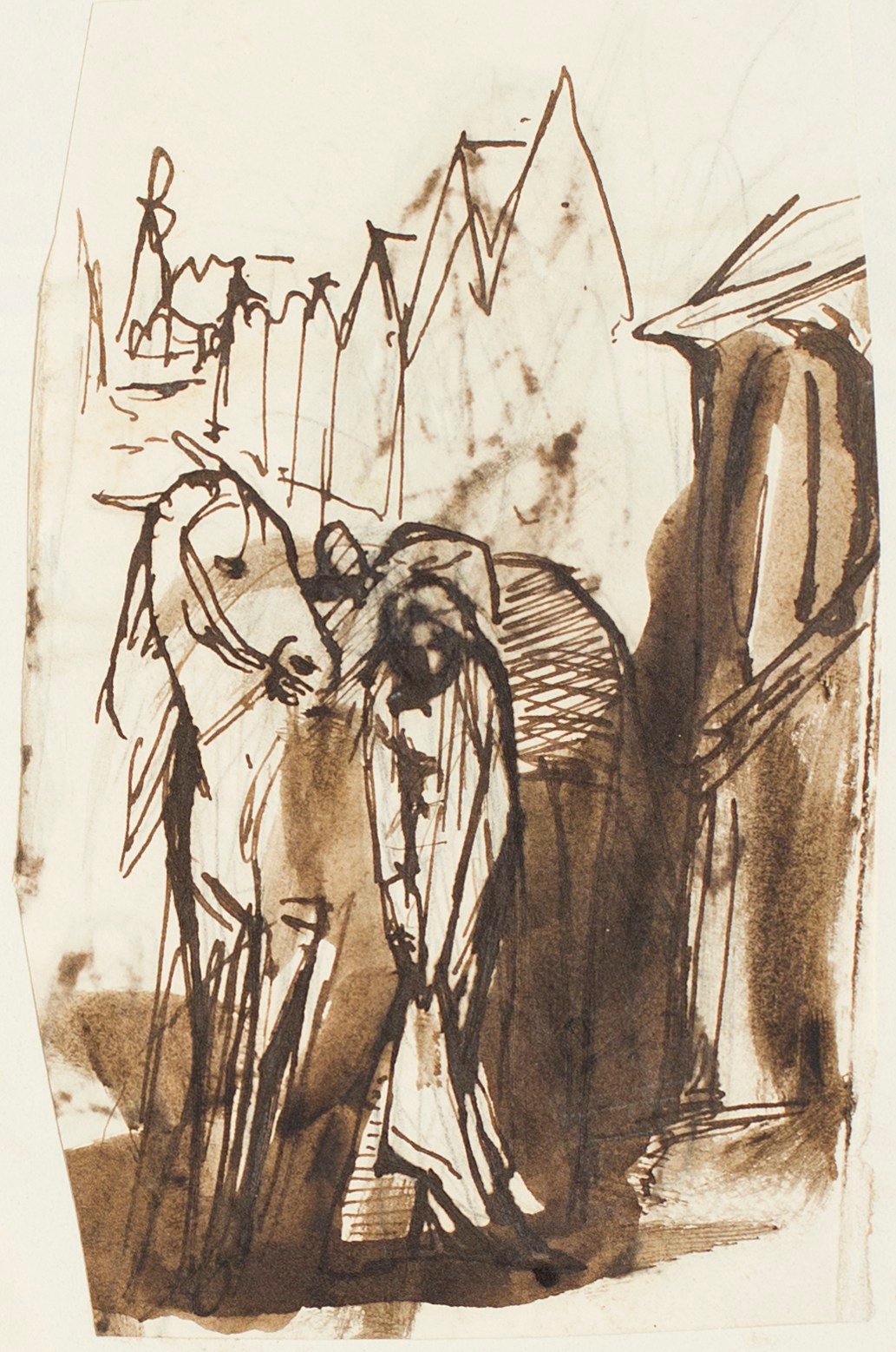 Henry Hugh Armstead RA, A figure standing next to a horse