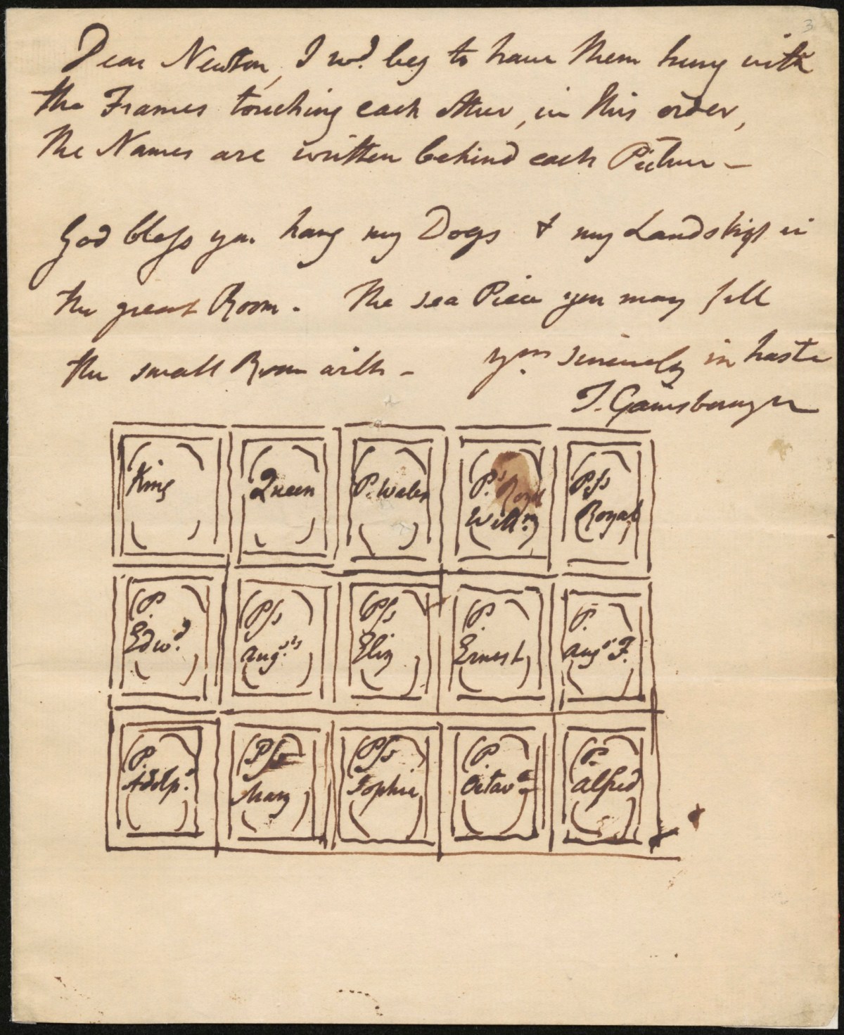 , Letter from T. Gainsborough to Newton