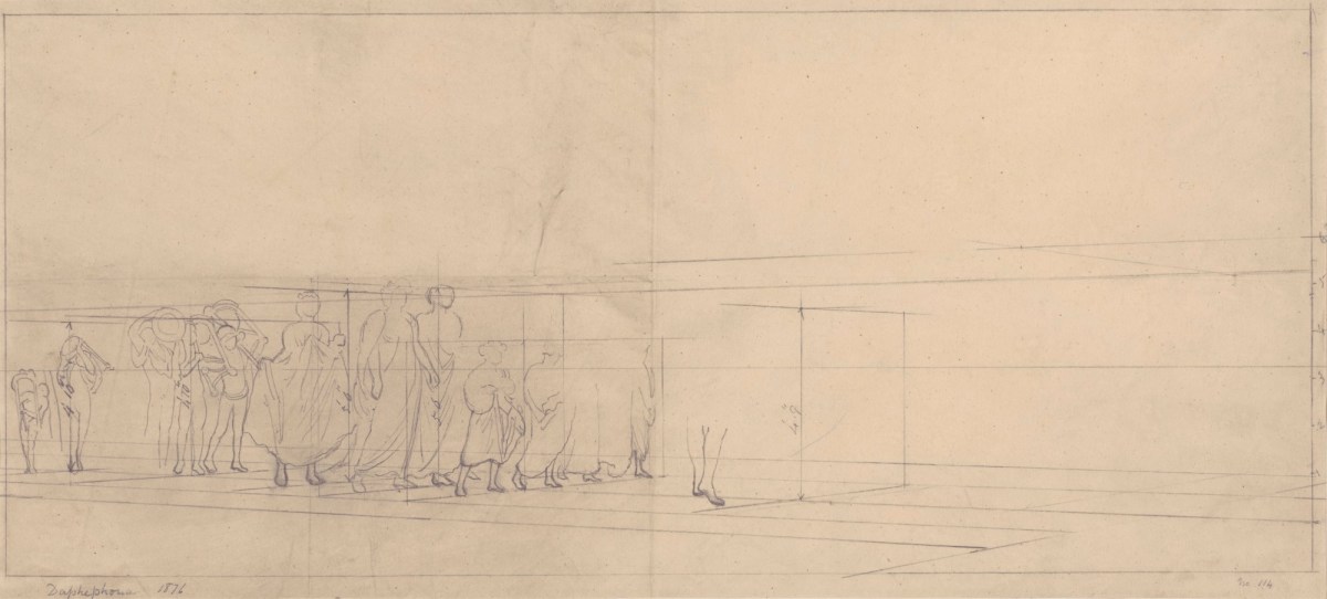 Lord Leighton PRA, Unfinished tracing for 'The Daphnephoria'