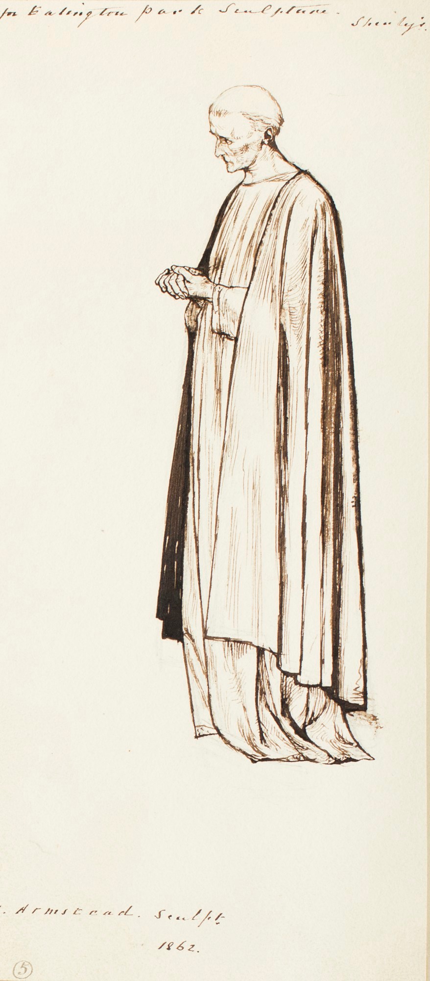 Henry Hugh Armstead RA, Study of a standing figure for the 'History of the Shirleys' reliefs