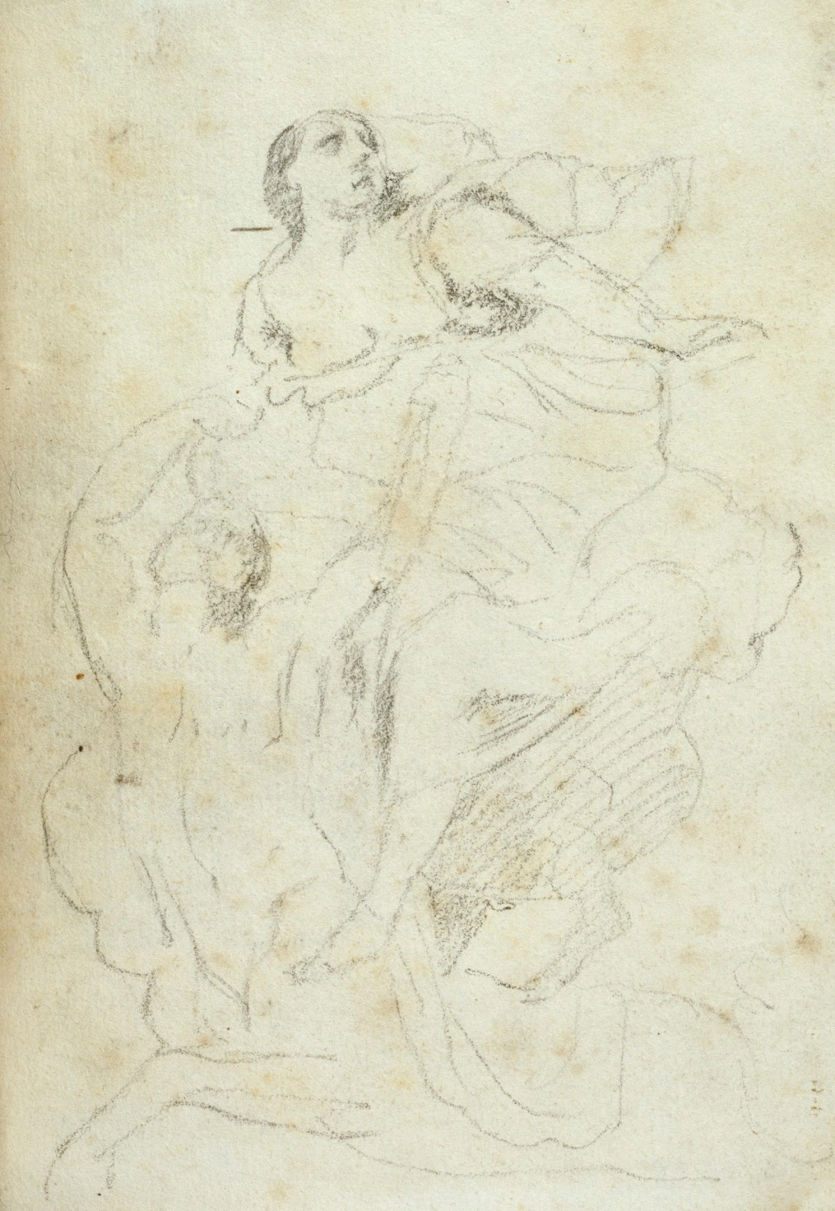 Benjamin West PRA and Guido Reni, Leaf from a sketchbook with a drawing after Guido Reni