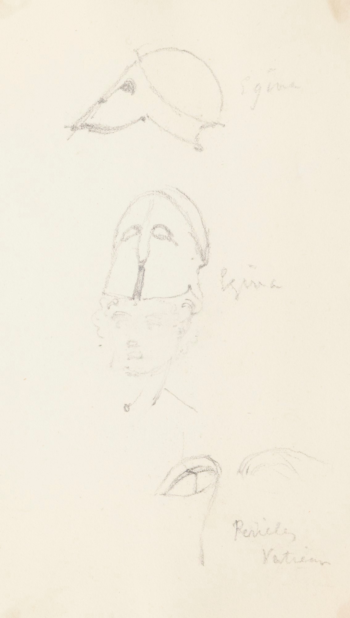 Richard Westmacott the Younger RA, Three sketches of the heads of Classical sculptures