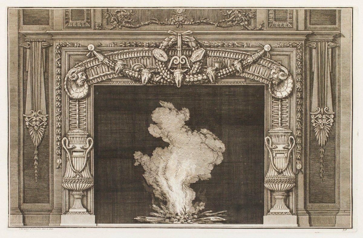Giovanni Battista Piranesi, Design for chimneypiece with ram skull festoon