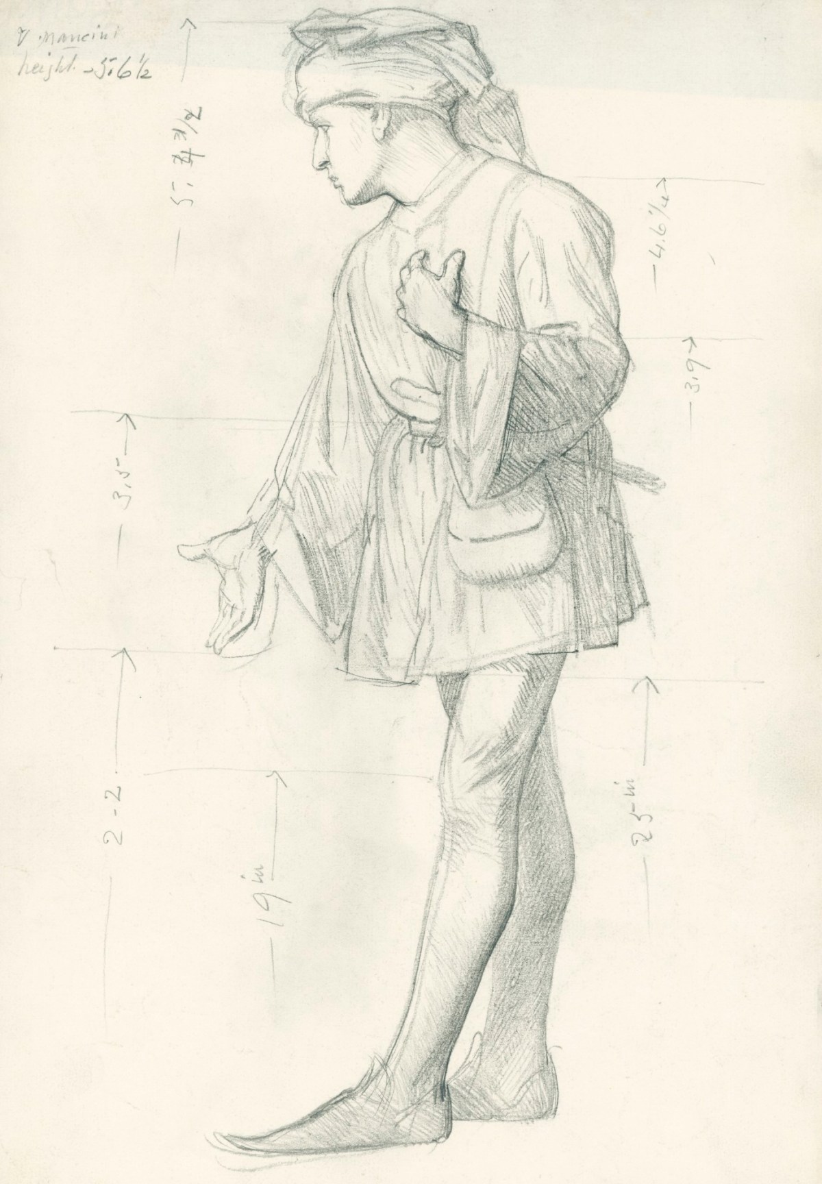 Sir George Clausen RA, Study of a male figure in costume for 'The English People ...'