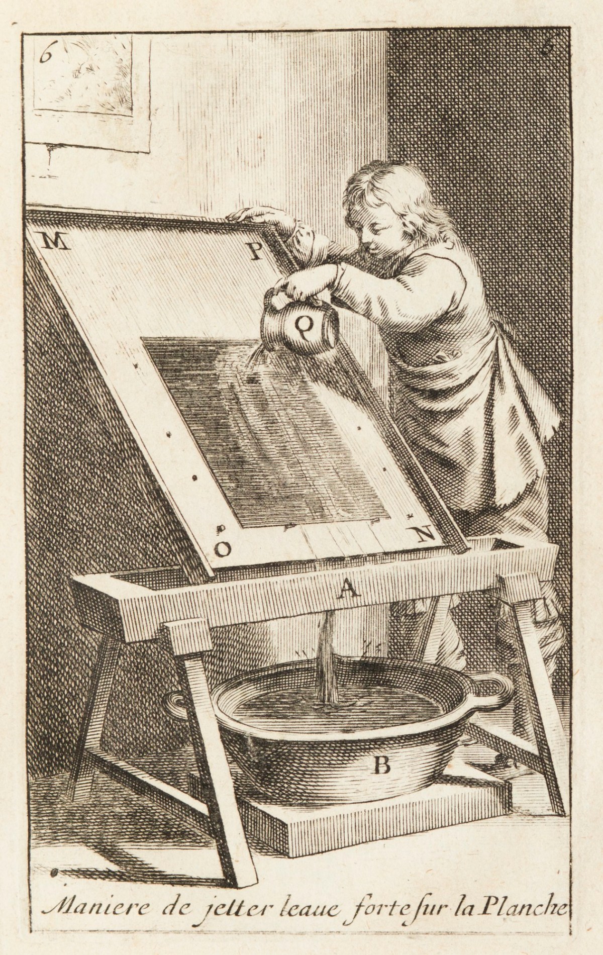Unsigned, A structure for supporting the plate in order to pour water over it.