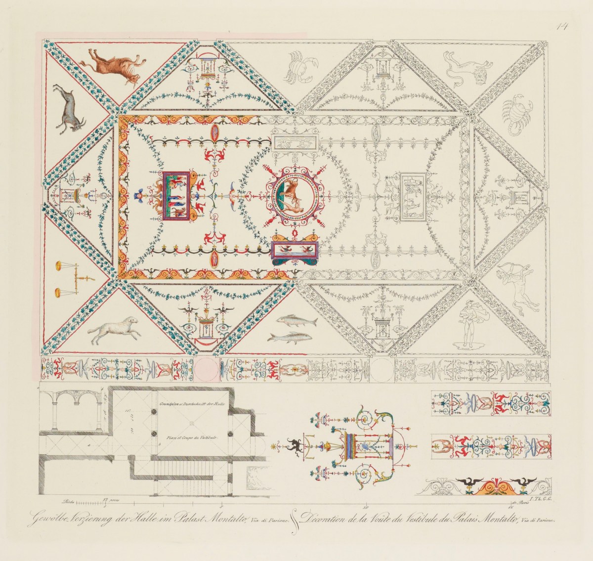 Unknown artist, 'Ceiling and Frieze in the Vestibule of the Palazzo Montalto.'