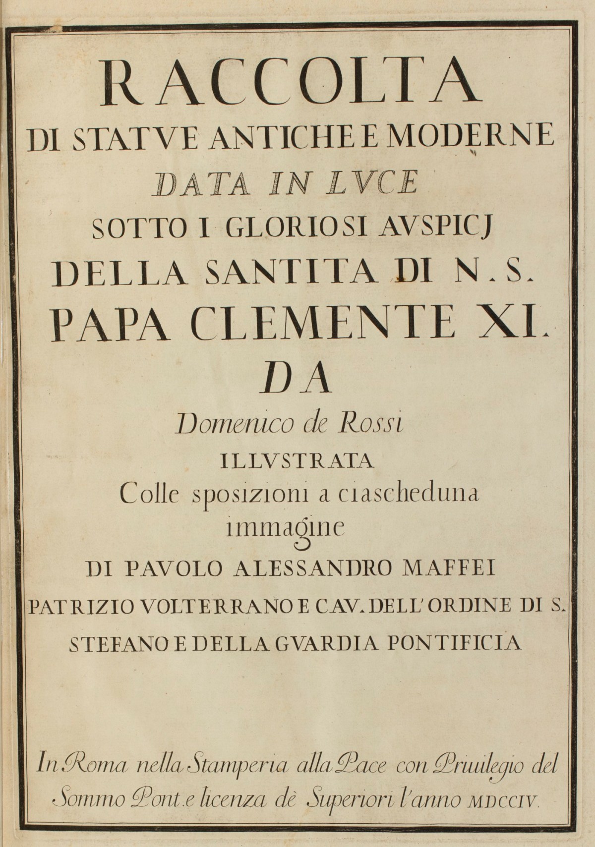 Domenico de Rossi, Title page